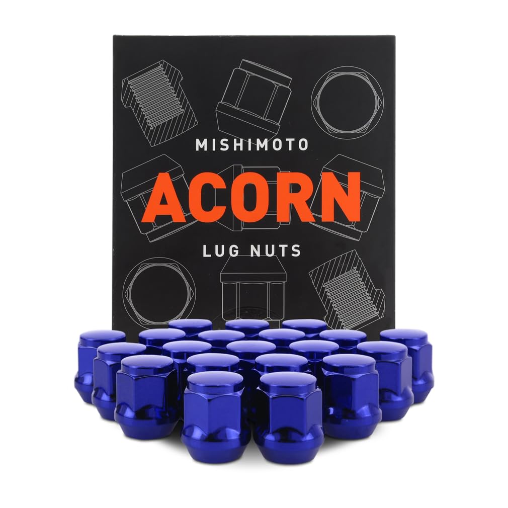 Mishimoto Steel Lug Nuts, M12x1.5, Acorn Seat, 20pc Set, Blue