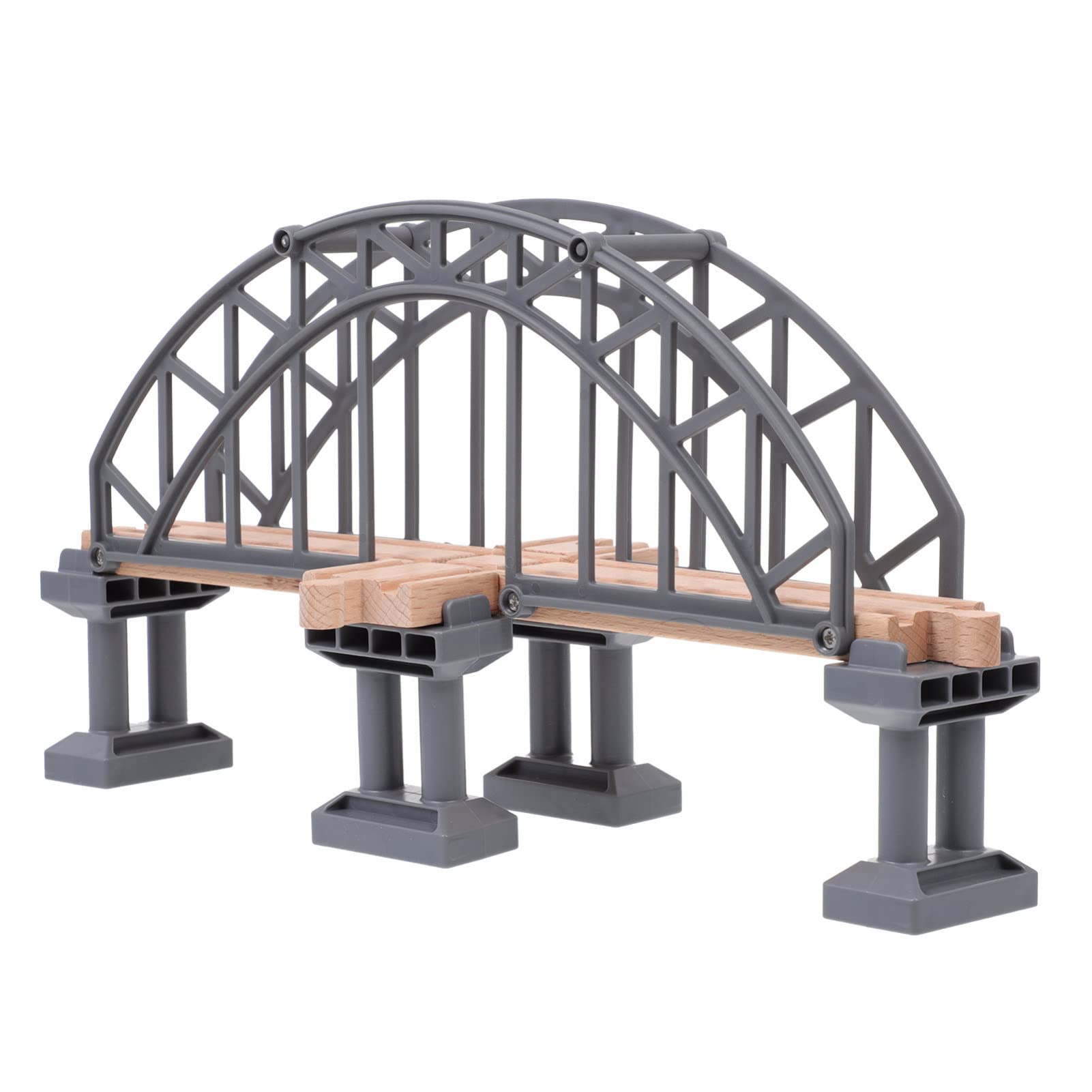NUOBESTY Grey Toy Train Bridge - ABS Train Track Accessory for Kids - Expandable Railway Crossing Model for Creativity and Imagination - 12.38X6.68X5.11In