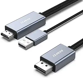 BENFEI Cabo HDMI para DisplayPort, fonte HDMI de 1,8 m para monitor DisplayPort compatível com placa gráfica de PC, laptop, PS5, Xbox One (360), compatível com 4K @60Hz 2K@144Hz 1080P@165Hz
