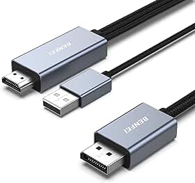 BENFEI Cabo HDMI para DisplayPort, fonte HDMI de 1,8 m para monitor DisplayPort compatível com placa gráfica de PC, laptop, PS5, Xbox One (360), compatível com 4K @60Hz 2K@144Hz 1080P@165Hz