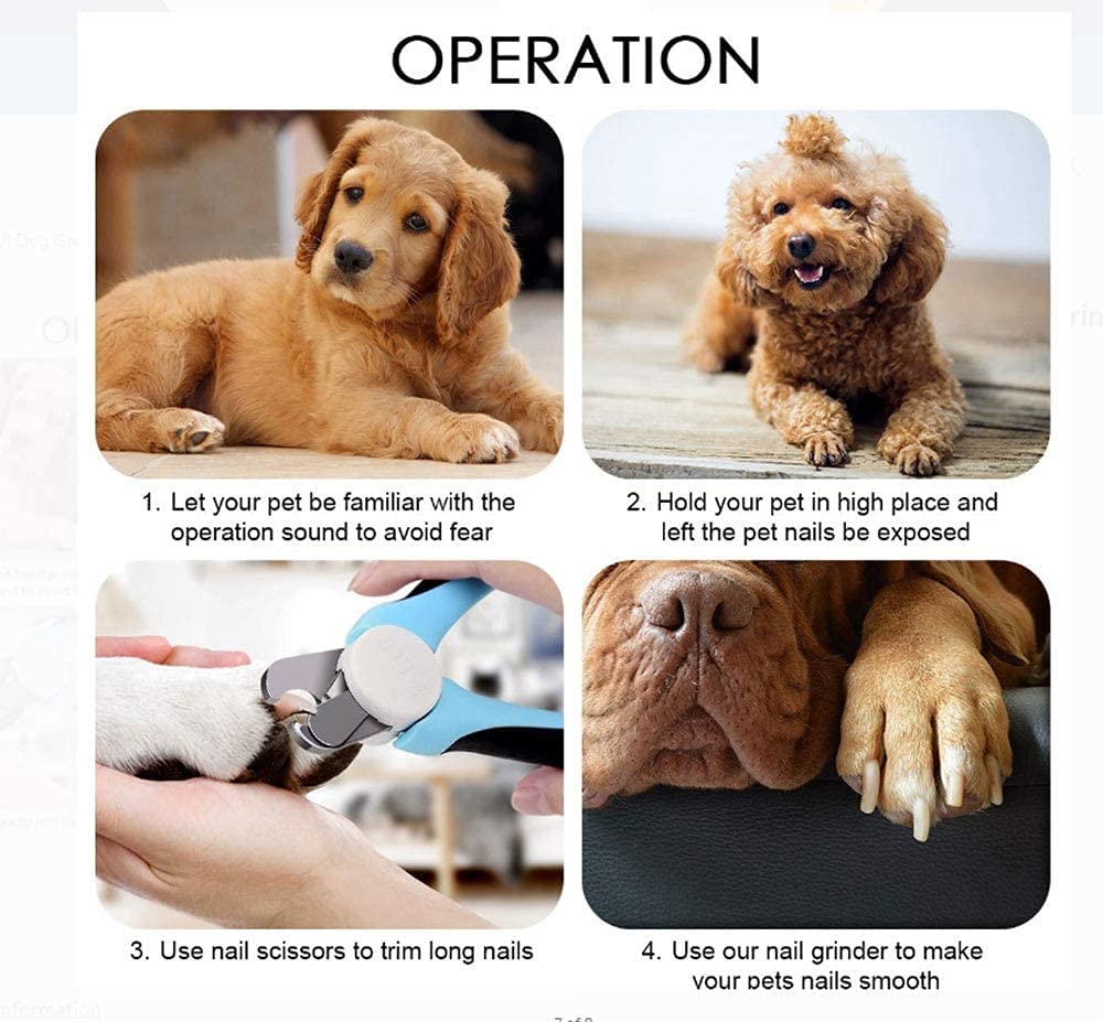Pet Nail Grinder Papa eléctrica Trimerador Clipper Pequeño Medio Medio Perros Gatos Pequeños Animales Portátiles Patas Sin Dolor Impirt PAWAS Corte de Aseo