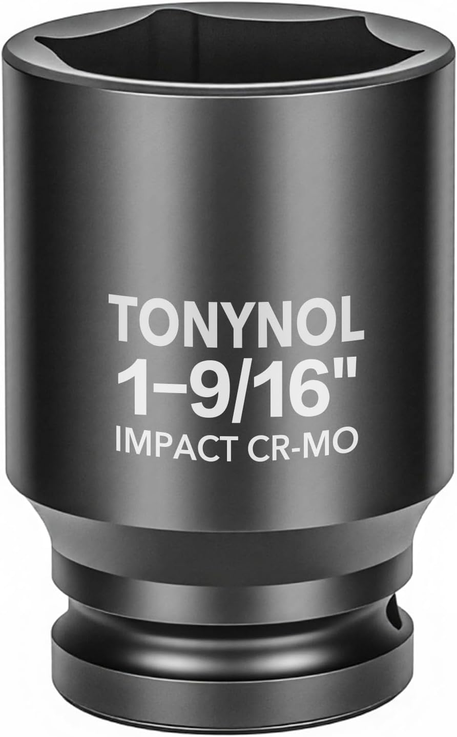 TONYNOL 3/4" Inch Drive Deep Impact Socket,6-Point,Sae 1-5/16",80mmL,CR-MO,Heavy-Duty Automotive & Industrial Repair