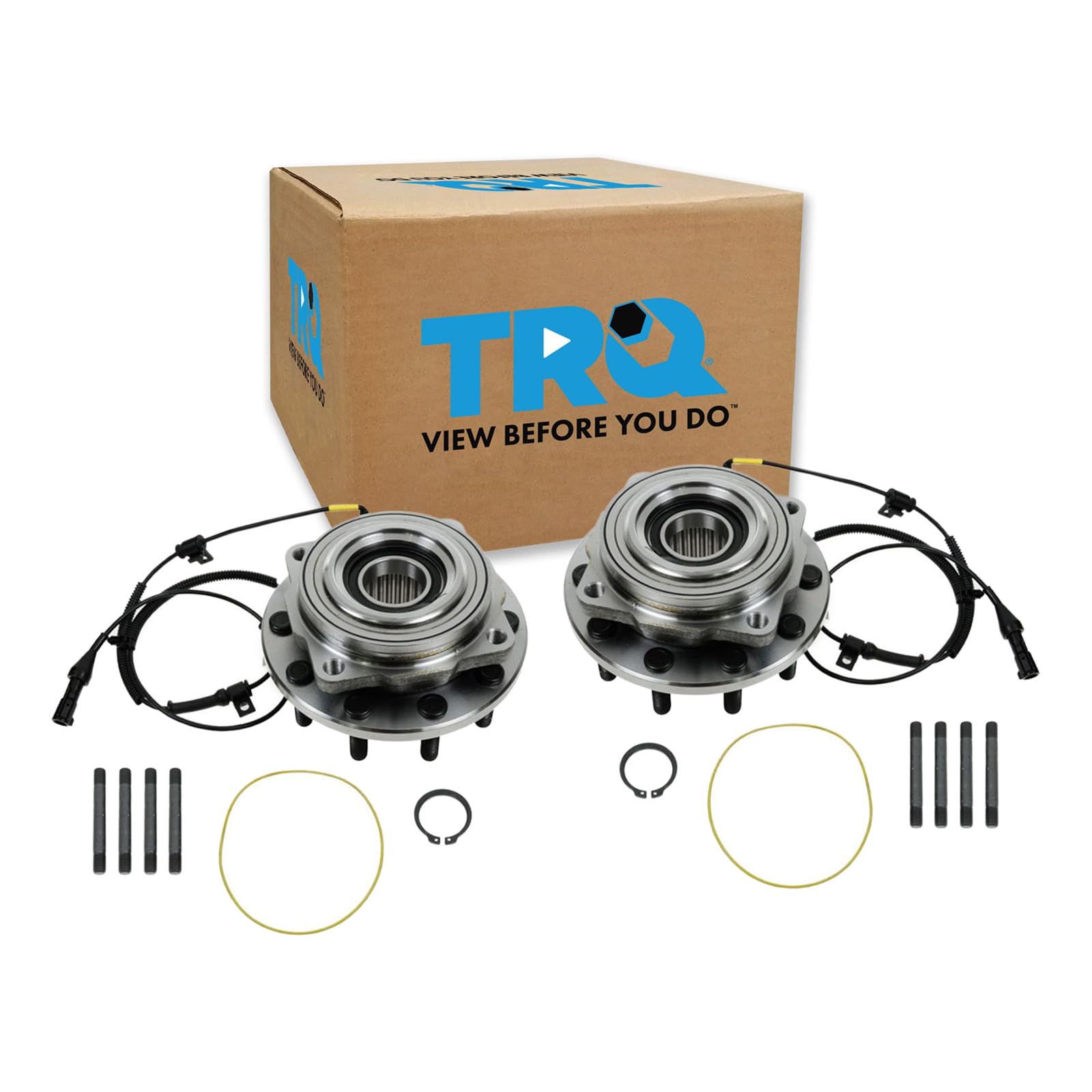 TRQ 2 Piece Front Wheel Bearing &amp; Hub Assembly Set 4WD