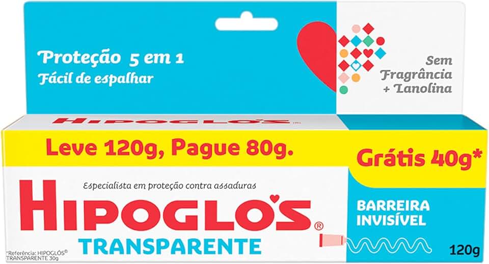 Hipoglós Creme Preventivo de Assaduras Transparente, Leve 120g Pague 80g