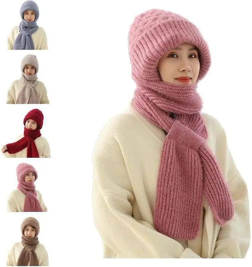 Jai GANGA Velvet Muffler Cap for Girls | Stylish Winter Beanie with Face & Neck Cover | Soft Warm Protection for Hiking, Cycling, Camping & Travel | (21 x 11 x 10) CM (Pink) 1