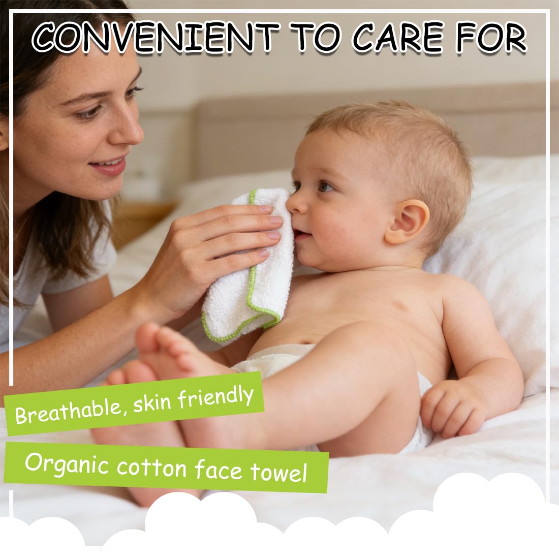 12 Pezzi Panno di Flanella Monostrato Biologico, Salviette in Cotone Biologico per Neonati e Bambini, Lavabili e Asciugabili in Asciugatrice, Privi di Sostanze Dannose