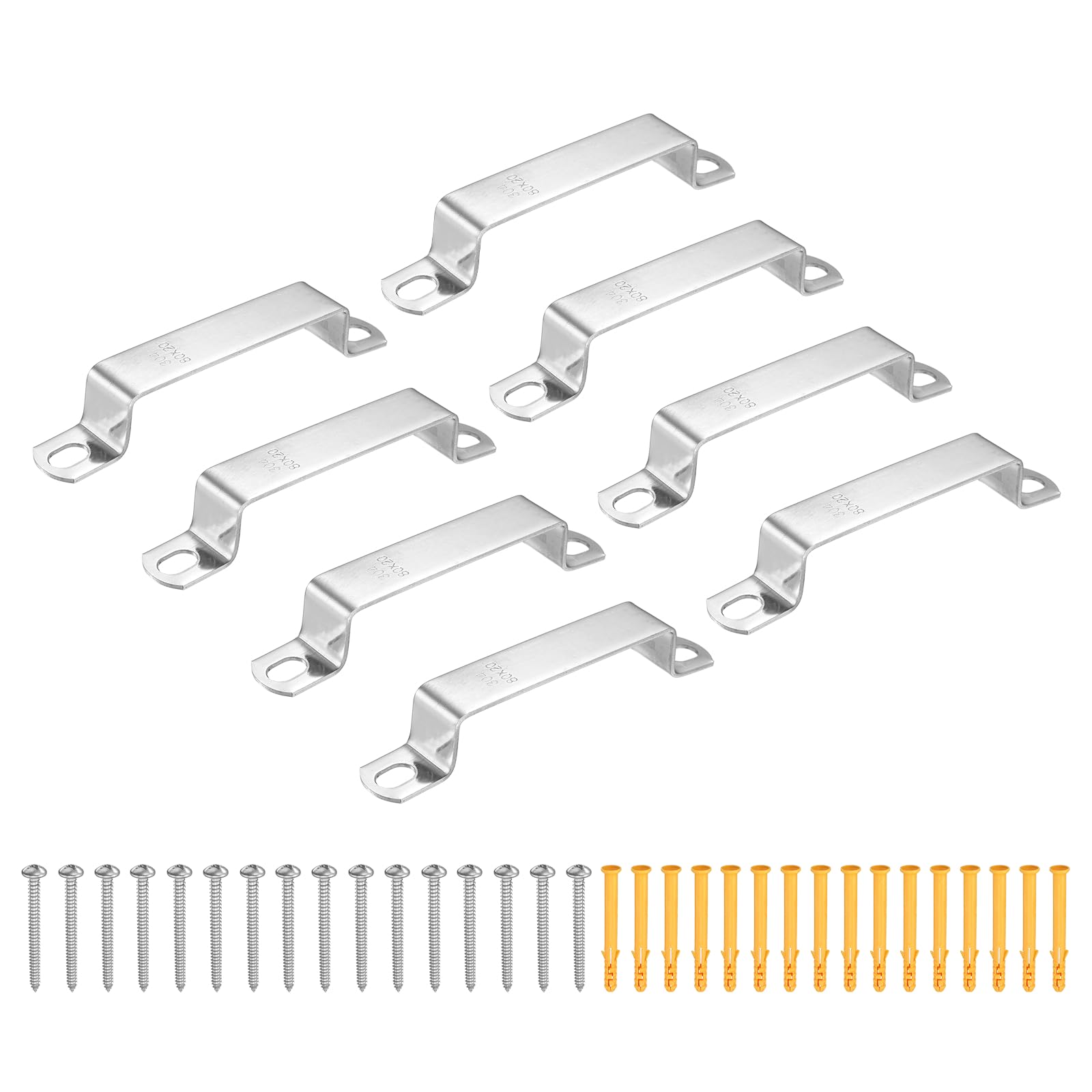 HARFINGTON 12 morsetti quadrati per tubi, 80 x 20 mm, in acciaio inox 304 | Morsetto a forma di U, staffa per connettore con fibbia a tubo quadrato con viti per tubo flessibile cavo recinzione ponte