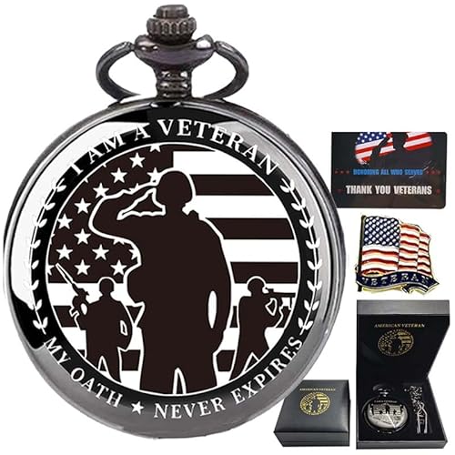 DerMacht Gifts for Veterans, Pocket Watch for Veterans with Military
