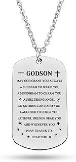 Godson Pendant Necklace Godson Baptism Gifts First Communion Jewelry Godson Godchild Gifts Godson Gifts from Godmother and Godfather My Godson Gift Dog Tag Necklace Birthday Graduation Gifts