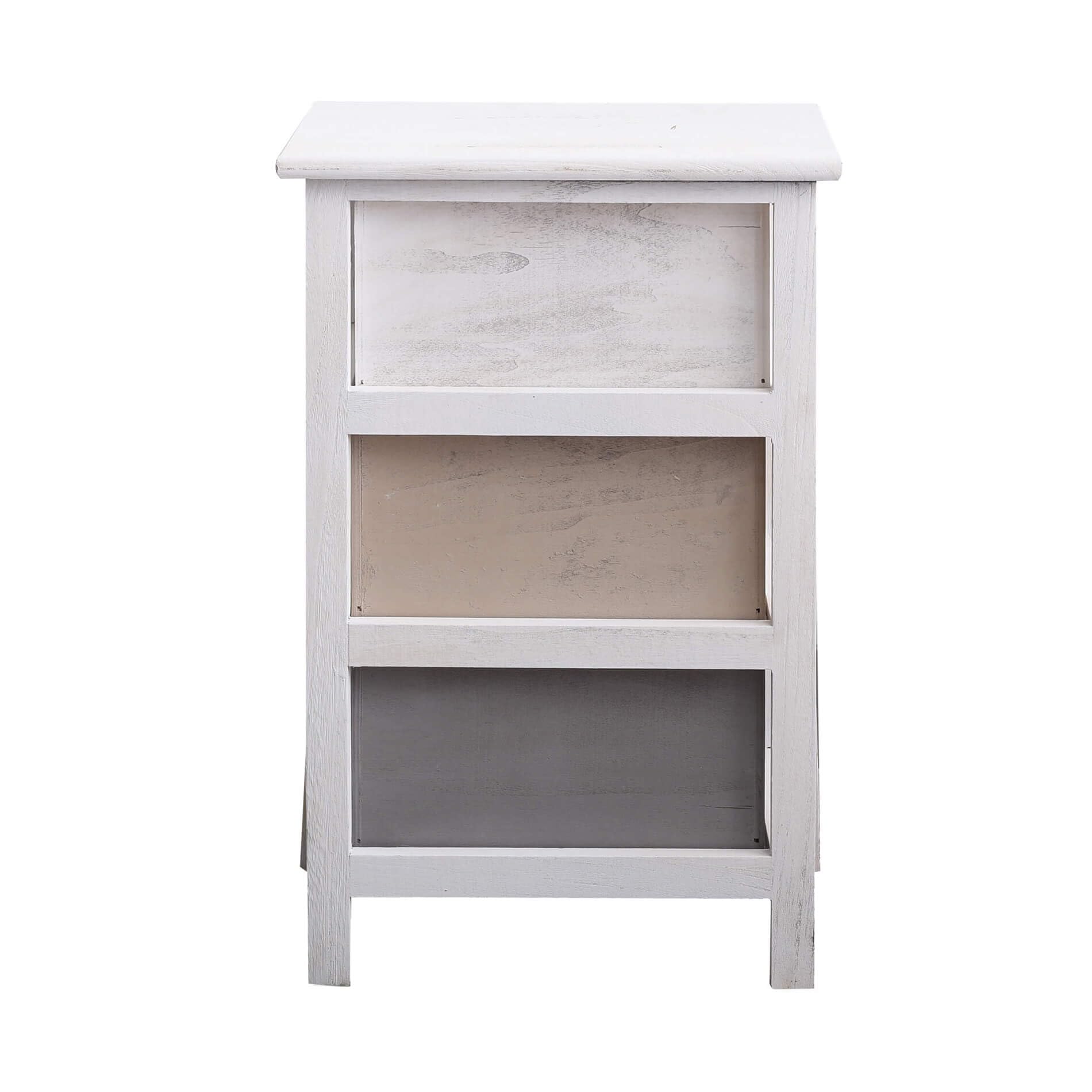 Rebecca Mobili Comodino di legno, cassettiera shabby, 3 cassetti, per arredo camera da letto bagno, legno, bianco grigio - Misure: 57,5 x 37 x 27 cm (HxLxP) - Art. RE4161
