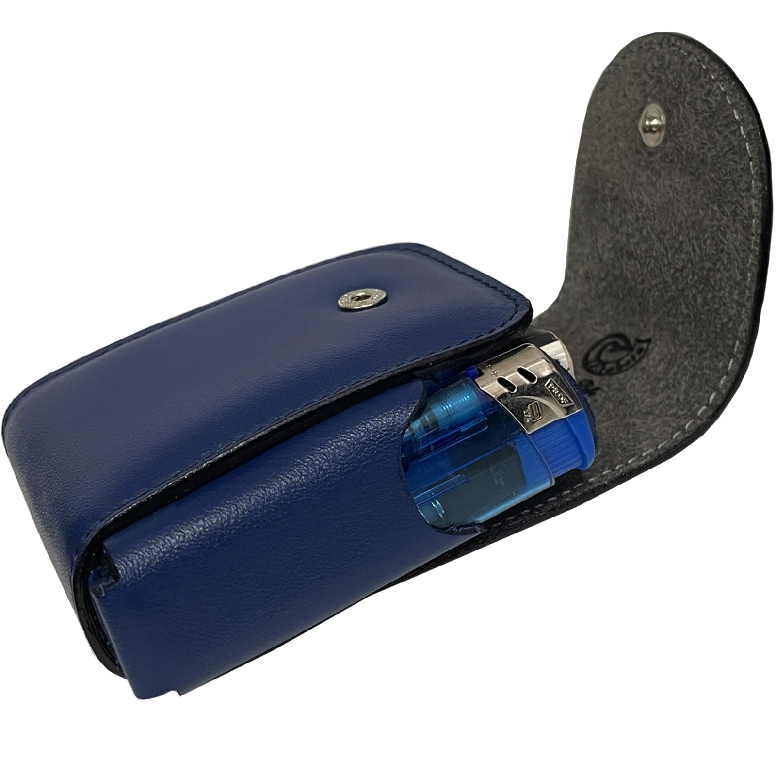 Porta Pacchetto di Sigarette con porta accendino in Vera Pelle Conciata in Toscana - Etabeta Artigiano Toscano - Made in Italy (blu)