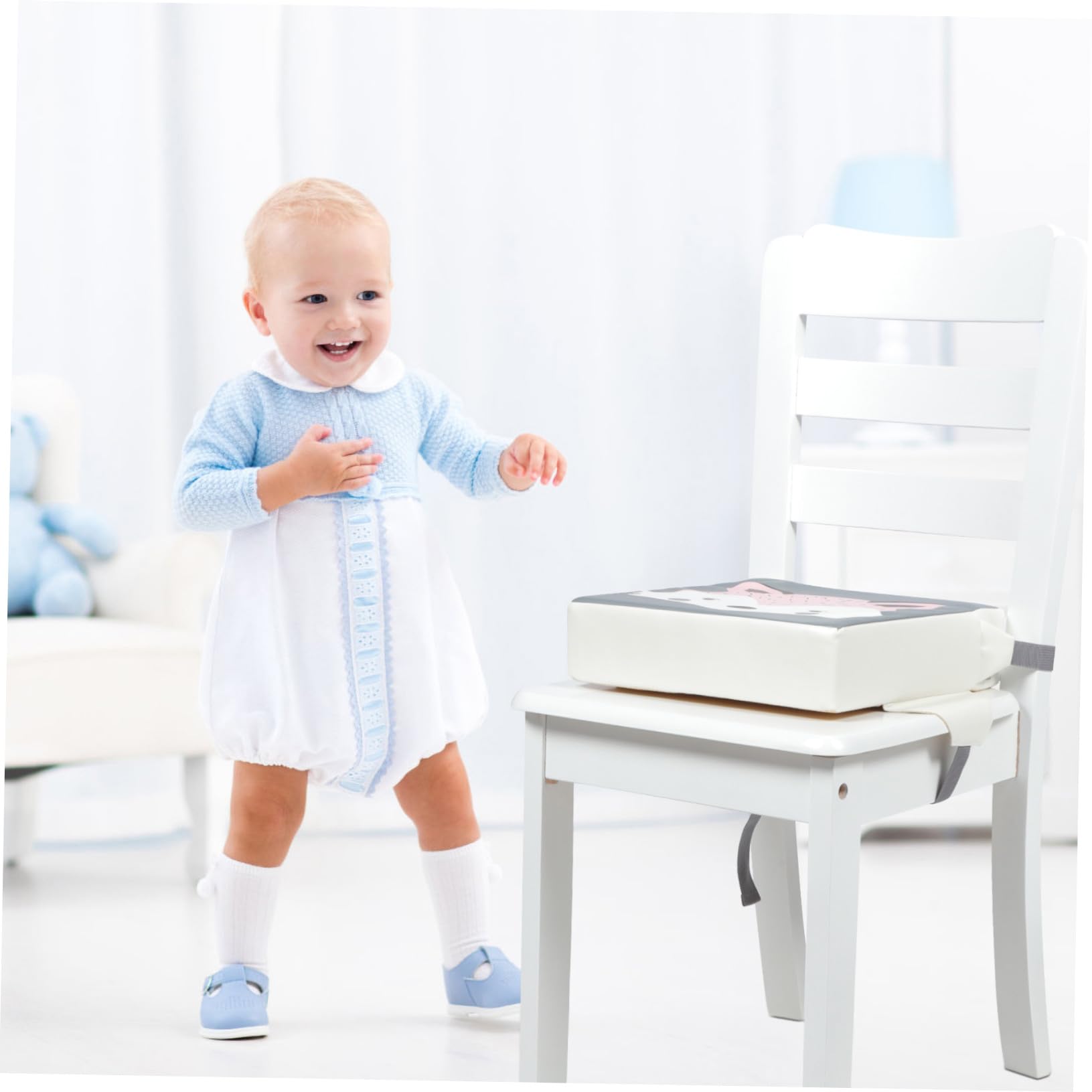 Cojín Elevador de Silla para Niño Pequeño, Algodón Lino y Esponja