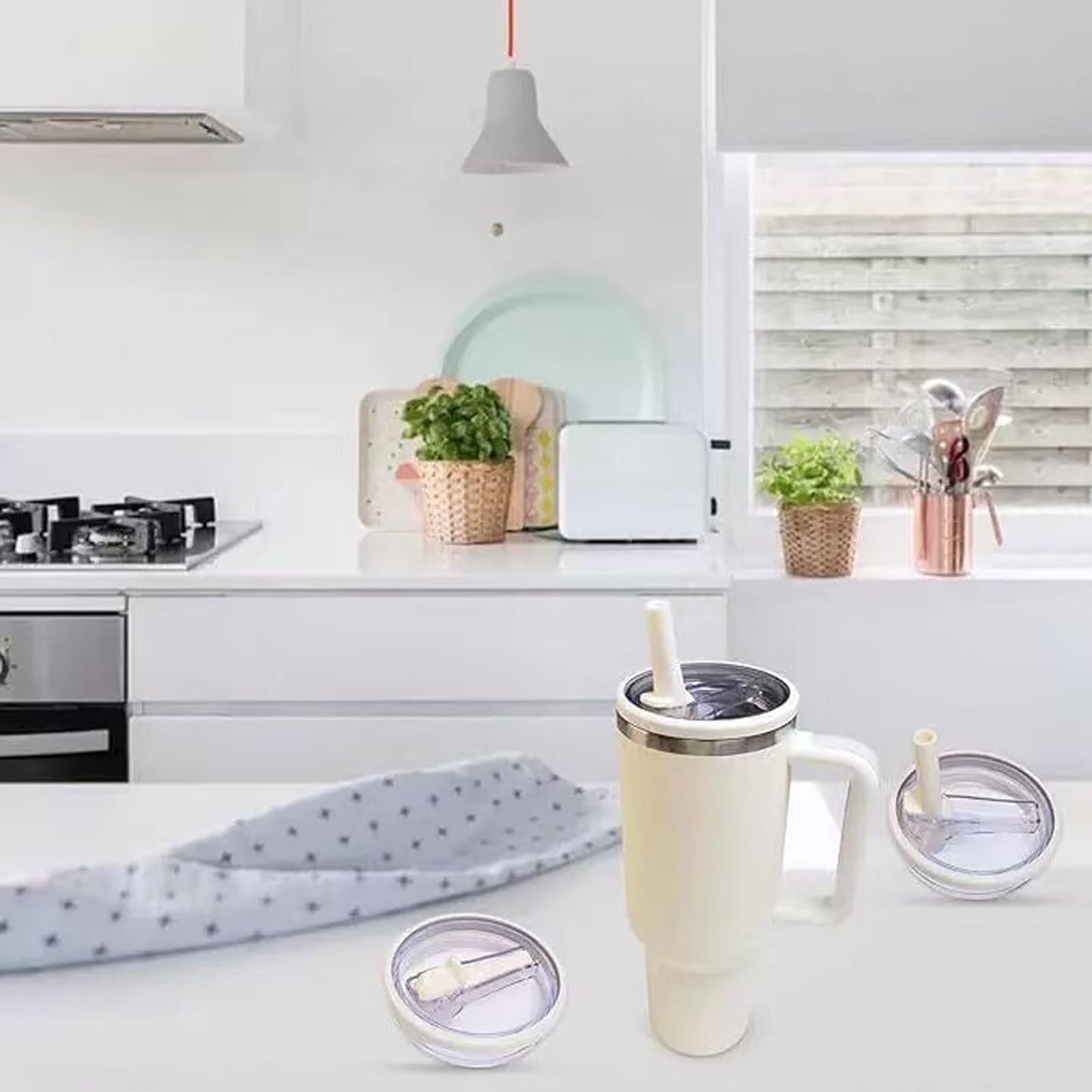 Accessoire Tasse Anti Fuite Couvercle Tasse 40 Oz Étanche - Avec Paille Réutilisable - Anti-Fuite Anti-Poussière - Noir Couvercle Anti Fuite