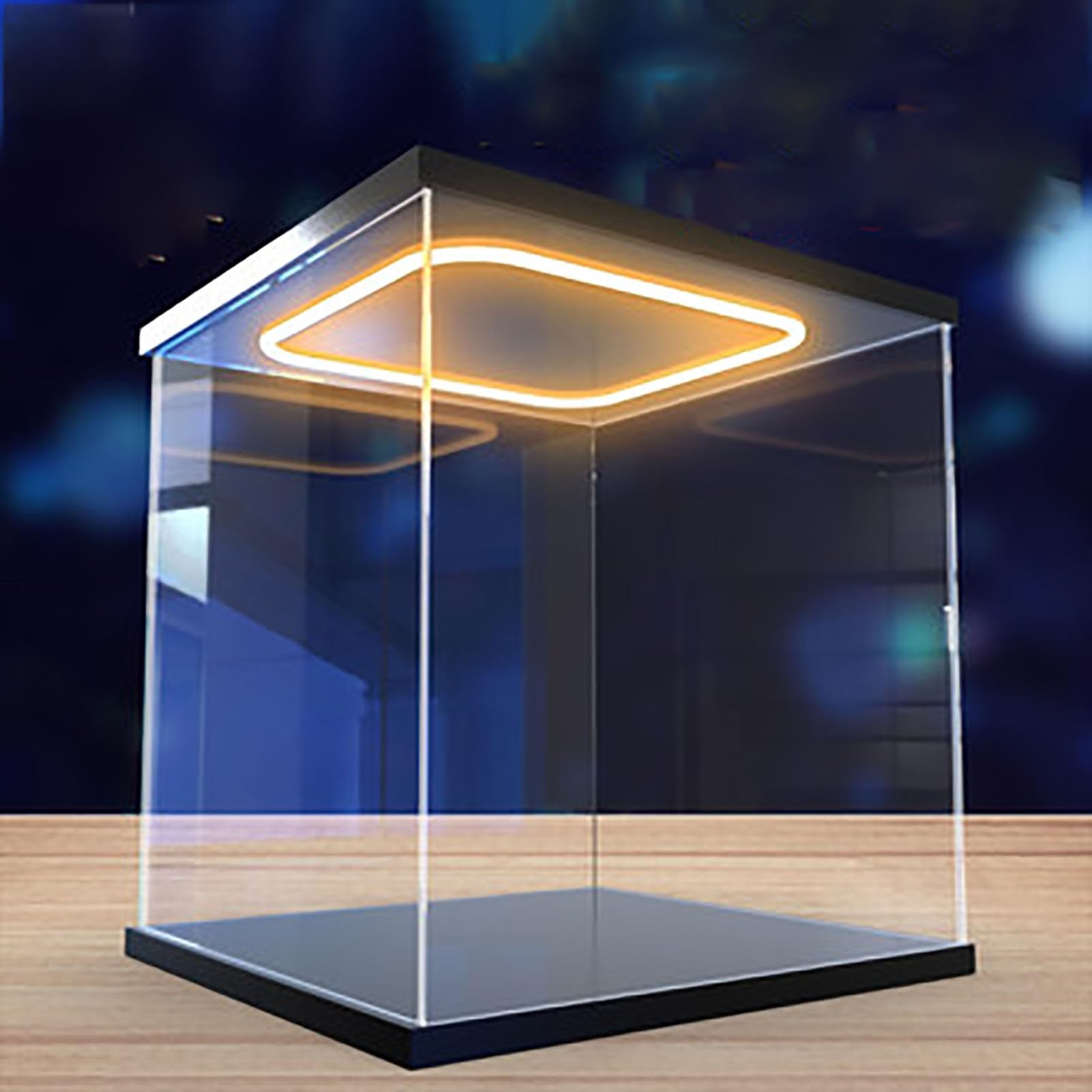 Vitrina Expositora Vitrina Acrílica Larga con Luz, Vitrina Transparente con Puerta para Maquetas de Coches de Colección, Vitrina con Protección UV para Figuras, Muñecas y Regalos.(35x25x30cm/14x10x12i