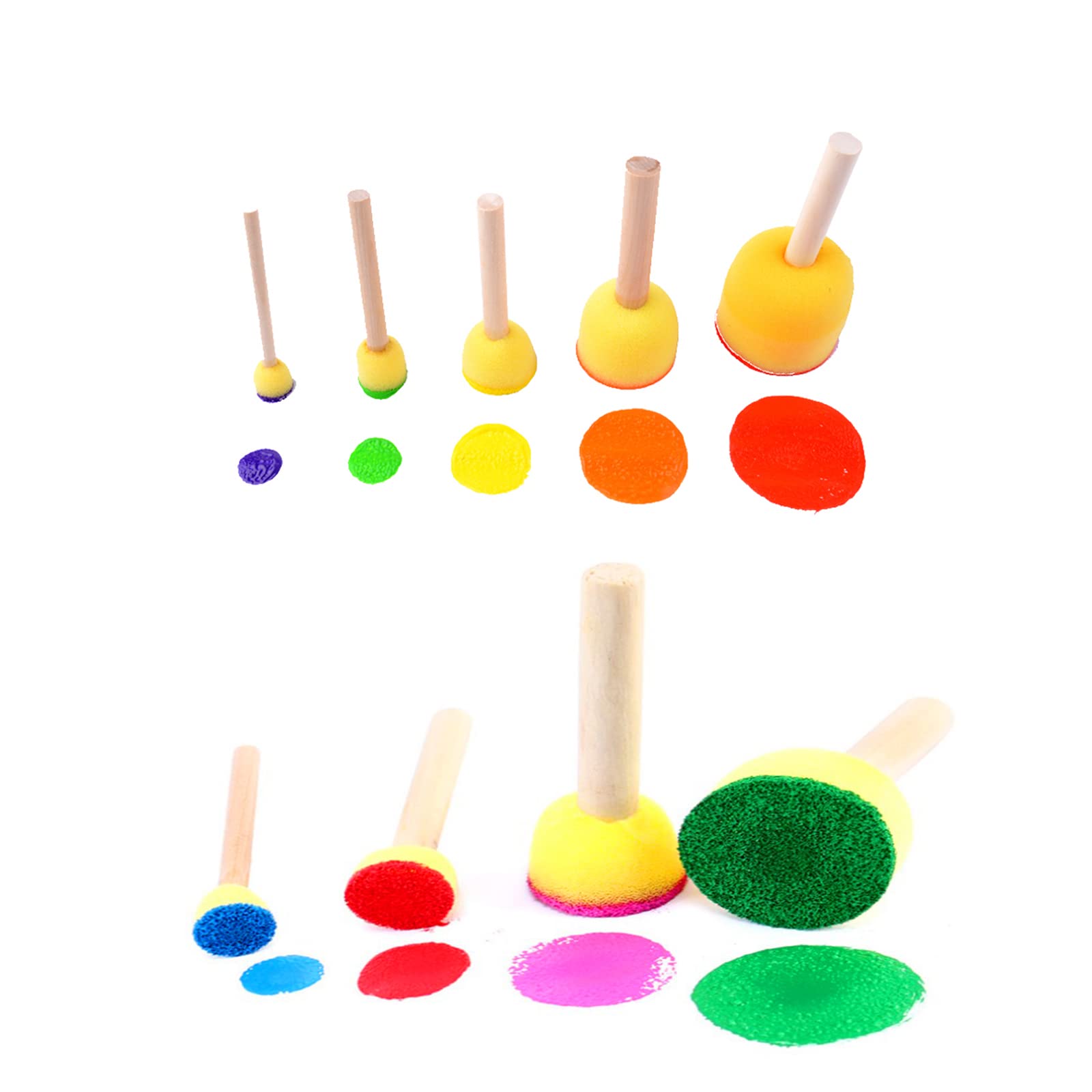 20 Pennelli In Spugna Rotonda Per Bambini | Ideali Per Disegno, Pittura E Graffiti, 4 Taglie - Foto 6