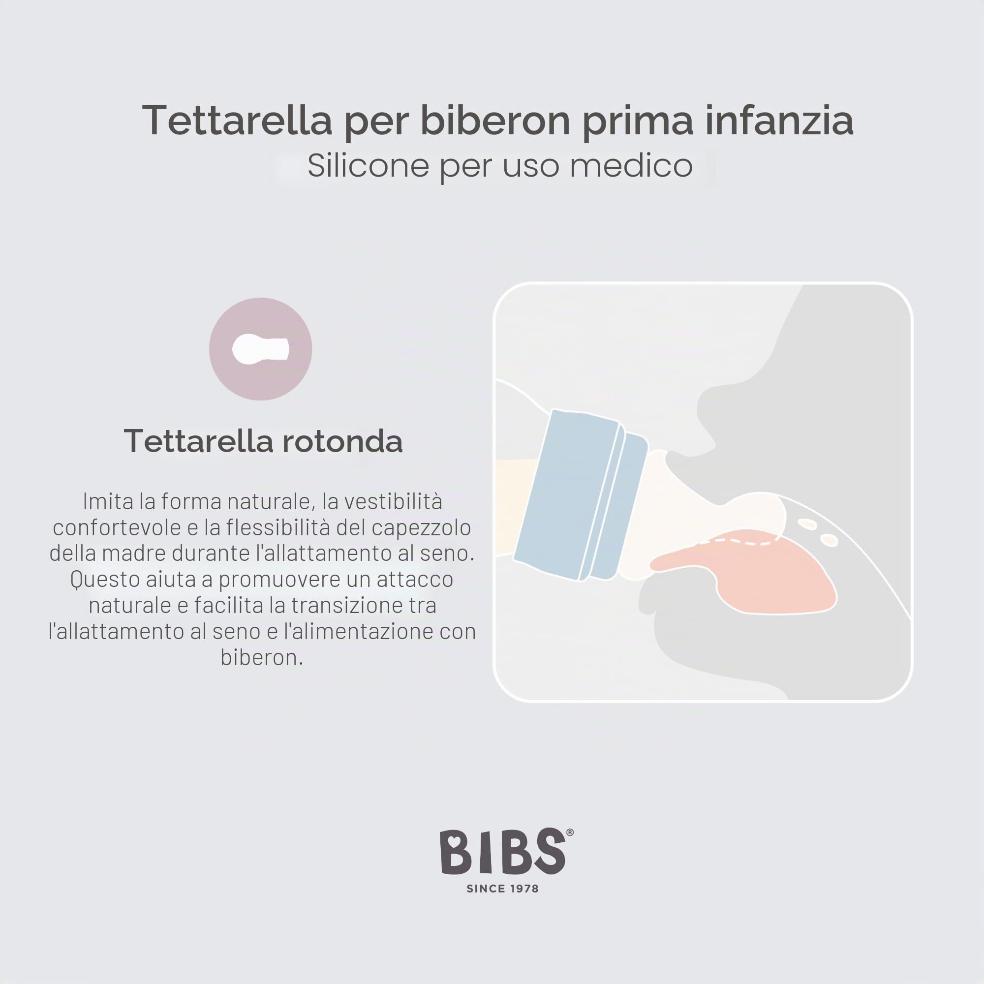 BIBS - Tettarelle per biberon, confezione da 2. Anti-coliche. Tettarelle extra per biberon BIBS. Tettarella rotonda. - Silicone, flusso medio
