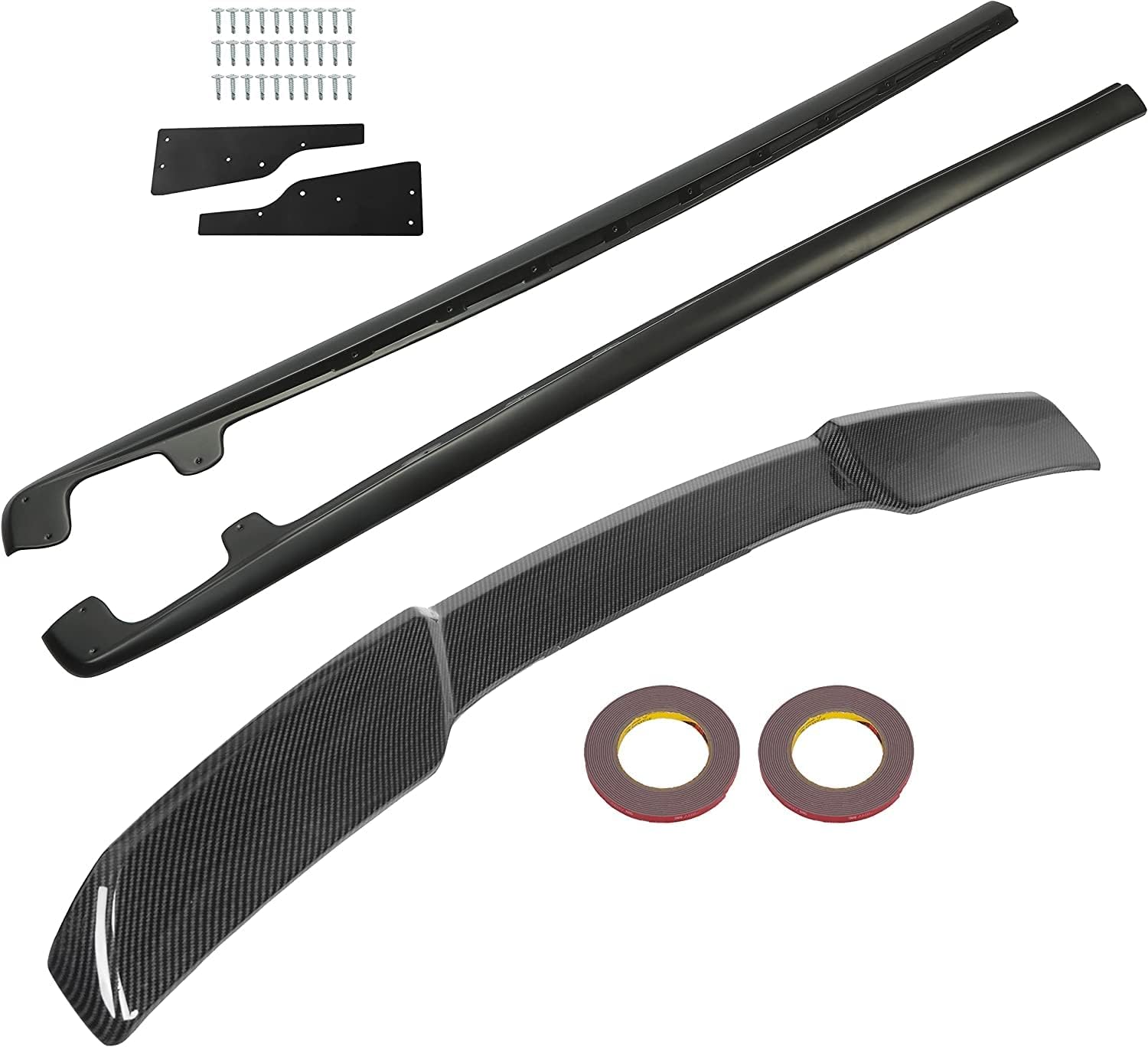 Kojem Side Skirts Rocker Panels Compatible with 2005-2013 Chevy Chevrolet Corvette C6 w/Mud Flaps and Rear Trunk Wing Spoiler