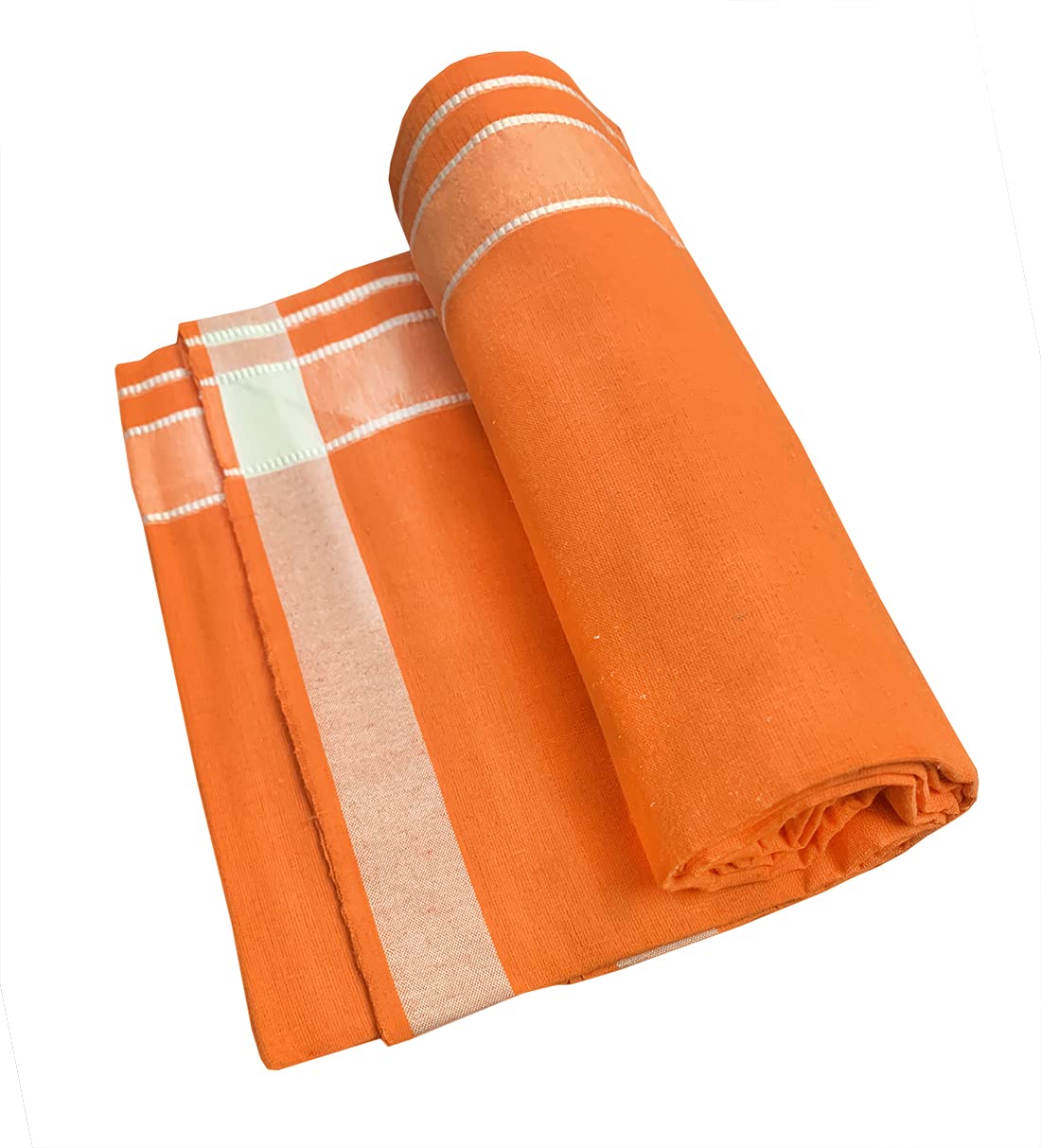 Prakasam Cotton Men's Kerala Style Premam Single (1.28X2.00 Mtrs) Colour (Pack Of 2) (Orange-Kakki) Dhoti