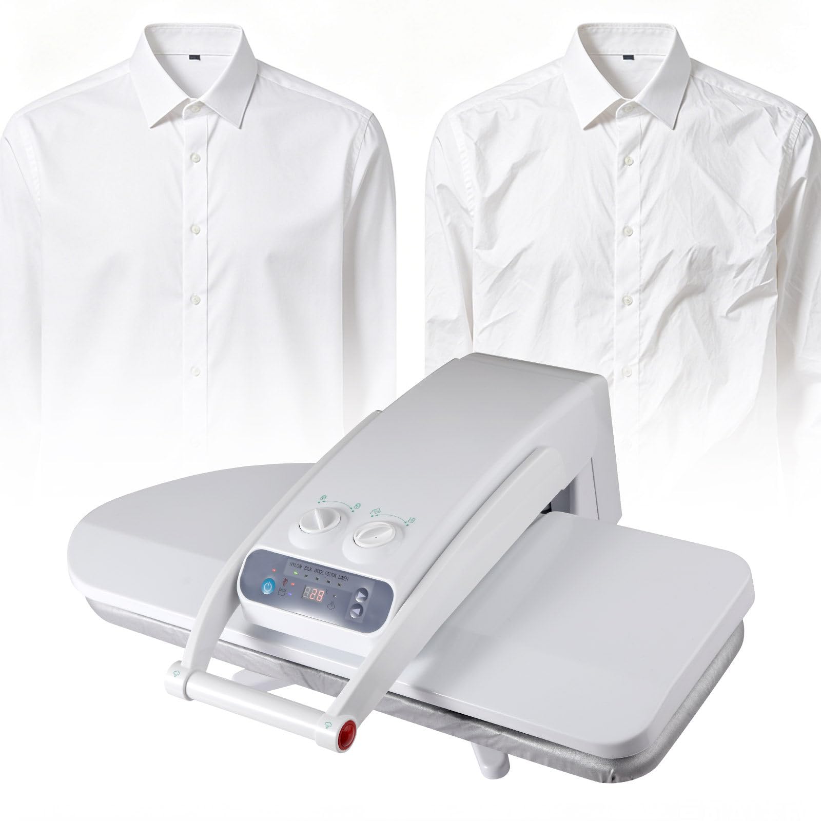 Máquina de Planchar Profesional de 1800 W con Tanque de Agua, para Planchar Ropa, Sábanas y Tejidos (Blanco) Without-Stand