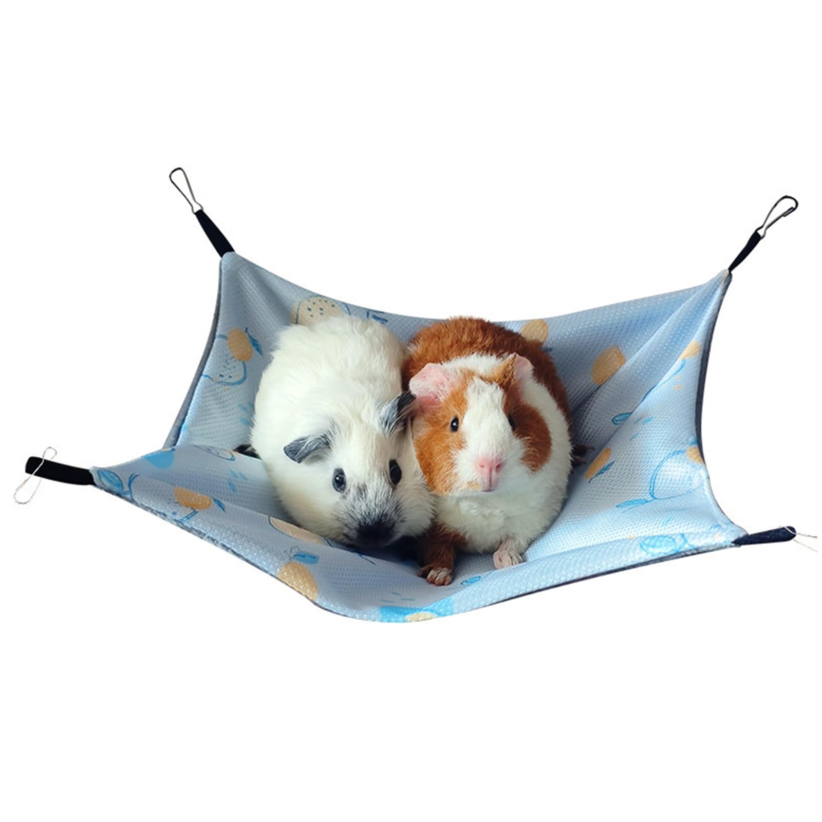 Hamac Cochon d'Inde Soie Glacée 28 x 28Cm Hamac Rongeur Ajustable Cage Furet Cabane Fraise Cochon d'Inde Lit Lapin Design Double Face Balançoire pour Lapin Hamster Chinchilla