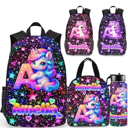 Custom Kids Backpack & Lunch Box Set Personalized Name School Bags Bookbag Lunch Bag for Boy Girl Back to School Gift
