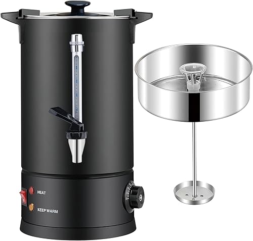 Commercial Coffee Urn, 304 Grade Stainless Steel Hot Water Urn Percolate Coffee Pot Coffee Maker 1600W Hot Drink Dispenser for Catering, 50-Cup 8 L