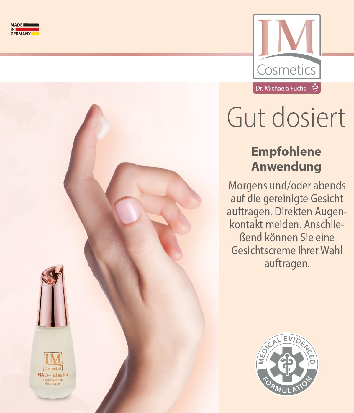 Genius IM Cosmetics NAD+ Elastin Gesichtsserum 40 ml- Anti Aging Serum für sichtbar straffere & glattere Haut, Feuchtigkeit & Anti Falten-Pflege Gesichtspflege Made in Germany Dr. Michaela Fuchs