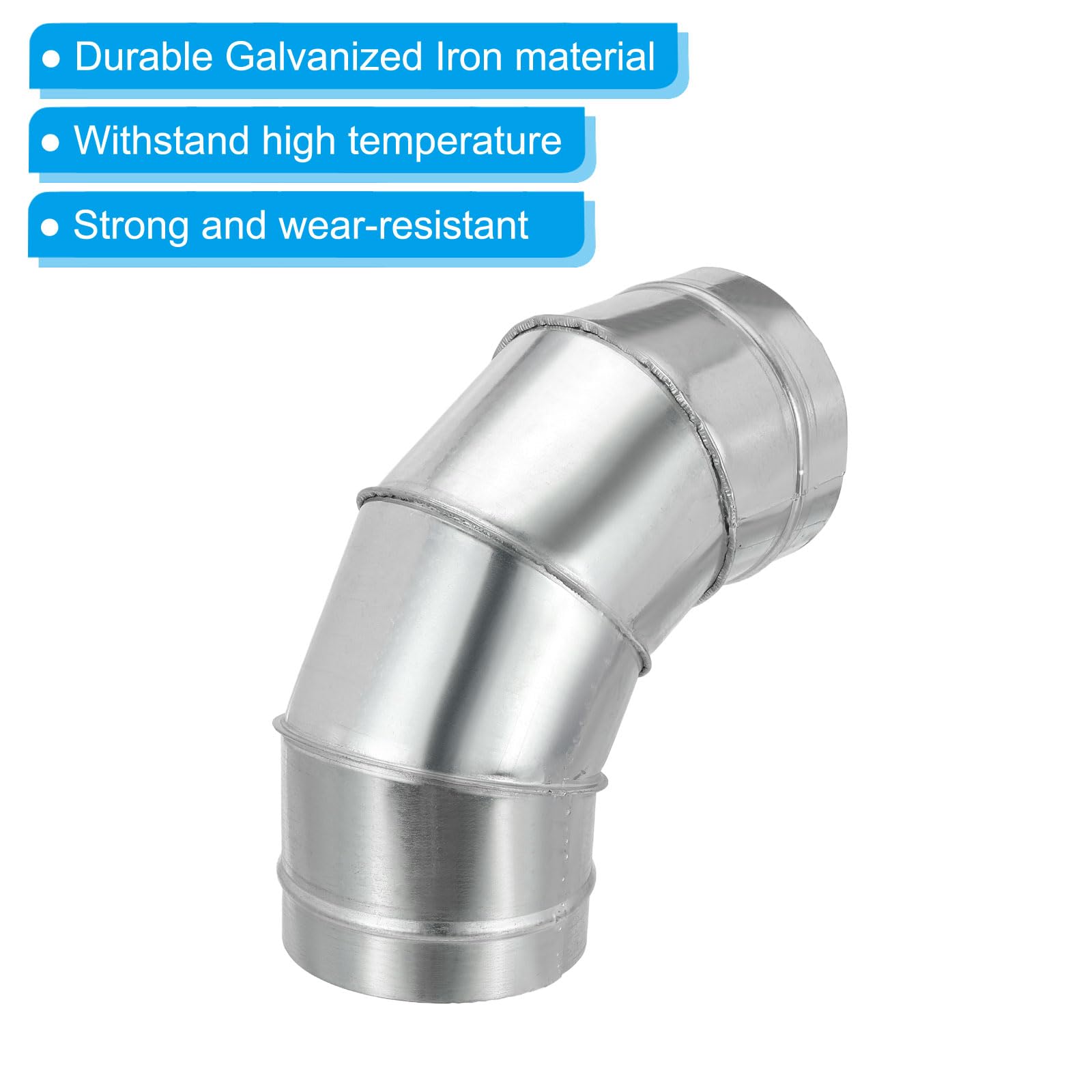 Conector de tubo de conducto de codo de 90 grados de 6" de diámetro exterior, conector de tubo de ventilación de chimenea de HVAC, adaptador de hierro galvanizado para tubo de escape de ventilación