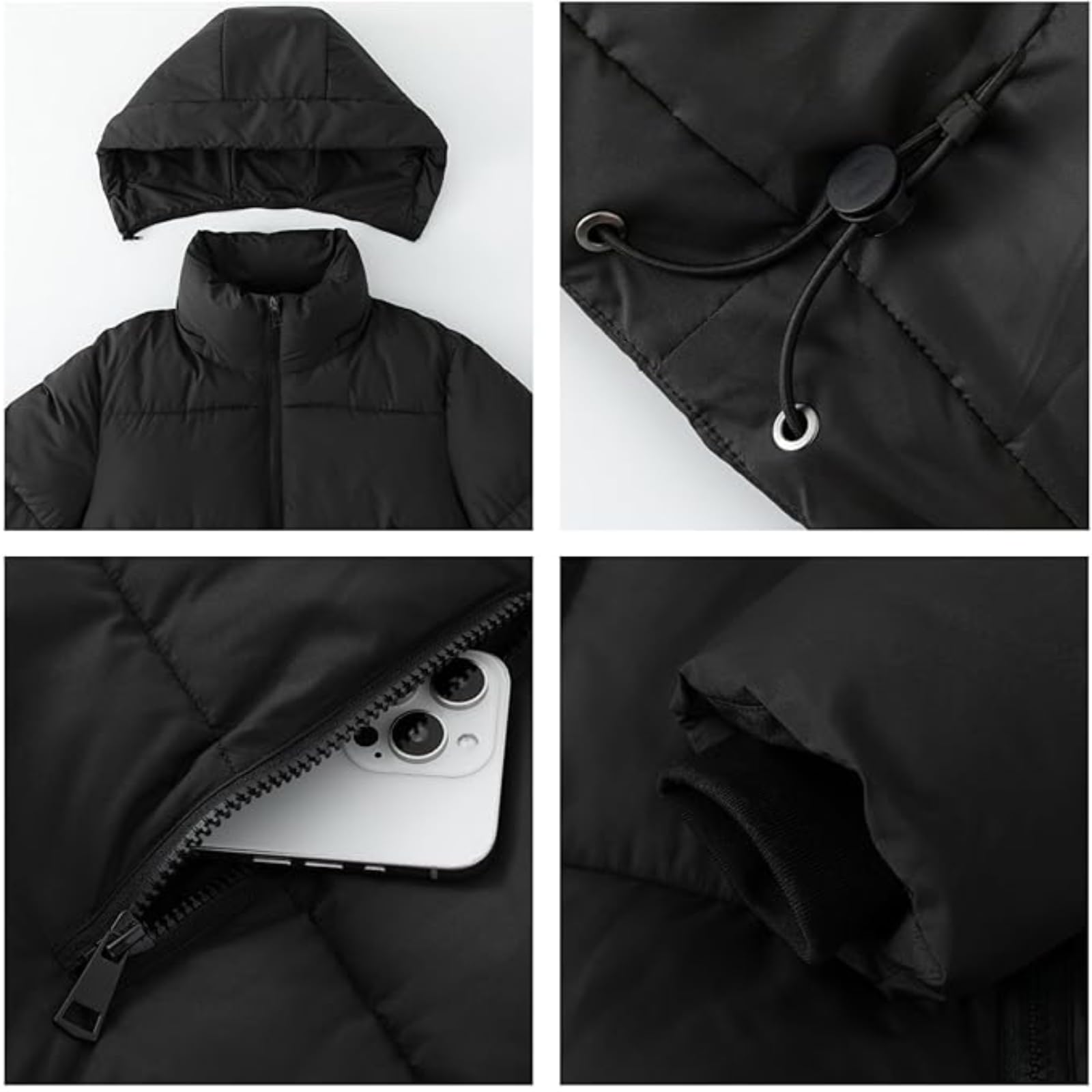 PUFFIT Damen Winter Jacke mit Kapuze Warmer Wasserdicht Winterjacke Steppmantel Female Jacken