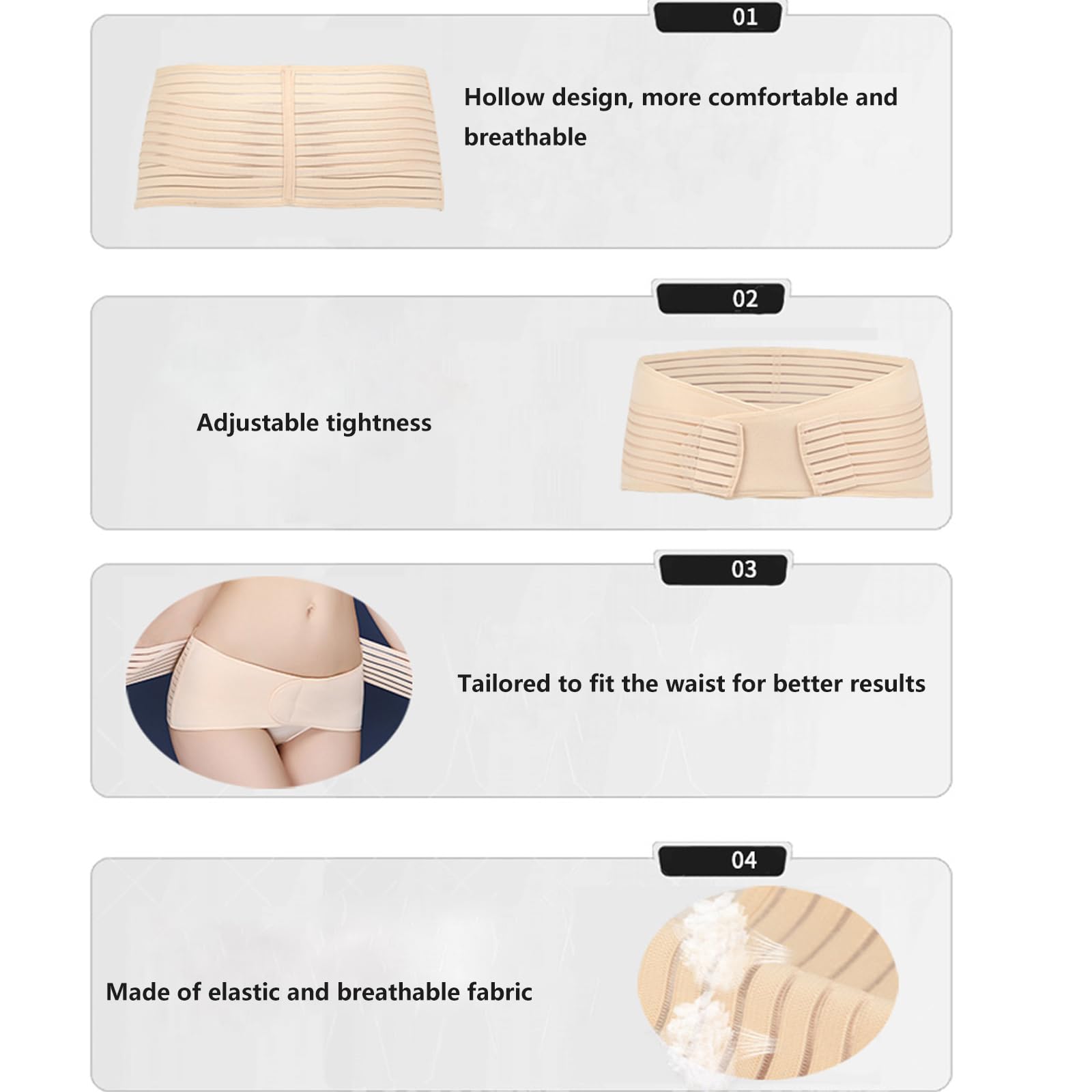 WANYI Post-Partum Cintura di Sostegno Pelvico Regolabile Correzione del Bacino Cintura pelvica per Alleviare il Dolore Sciatico Pelvico Fascia Post Parto Cesareo (Beige, M)