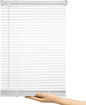 Changshade Cordless Horizontal Window Blinds, 39W*64H Mini Venetian Blinds for Indoor Windows, Shutters for Windows Inside, 1Vinyl Light Filtering 39 inches Wide, White, BLD39WT64A