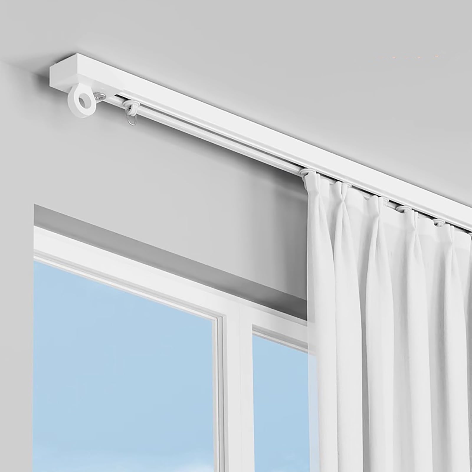 Rail de rideau autocollant sans perçage - Séparateur de pièce - 480 cm - Facile à installer pour plafonds et murs lisses - Système polyvalent de tringle à rideaux