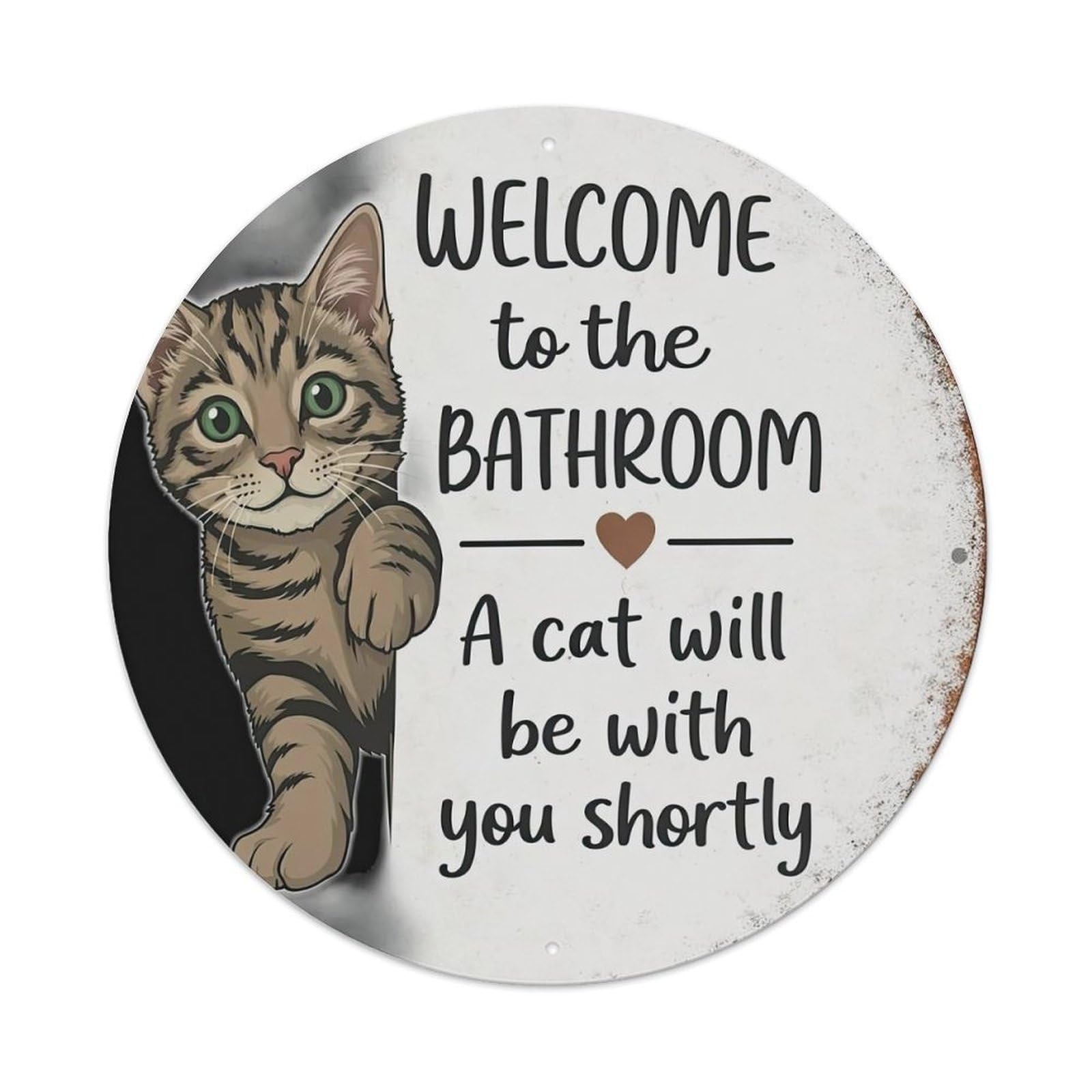 Funny Cat Bathroom Metal Tin Sign