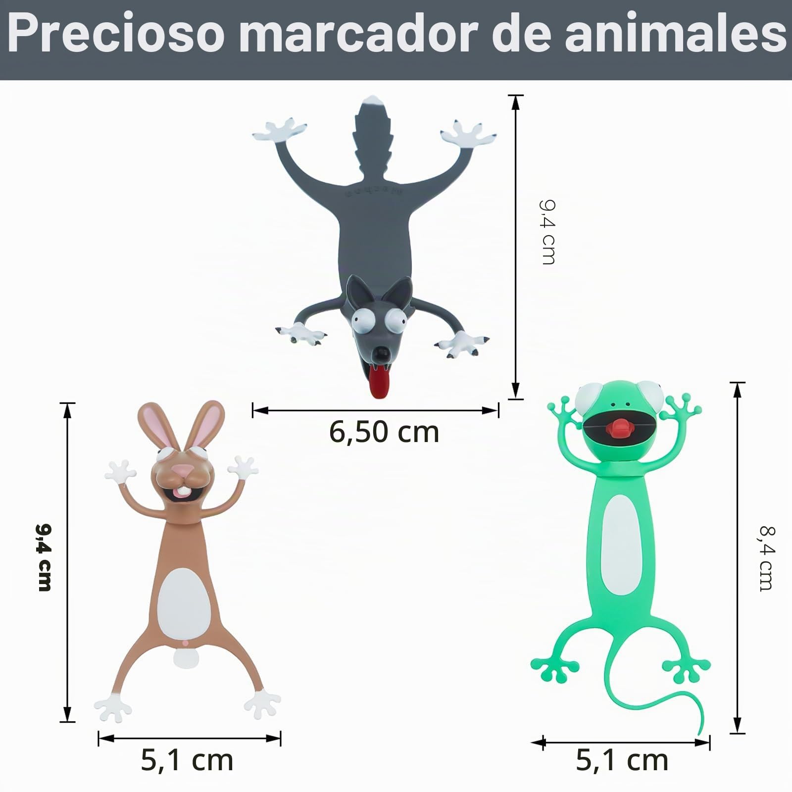 Outus 3D Marcapáginas de Animales de Dibujos Animados Lindos Marcadores de Libros Regalos para Profesores Lectura Oficina