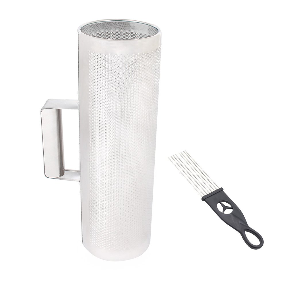 Guiro en acier inoxydable avec grattoir à 8 dents, instrument à percussion durable, deux extrémités ouvertes et poignée latérale