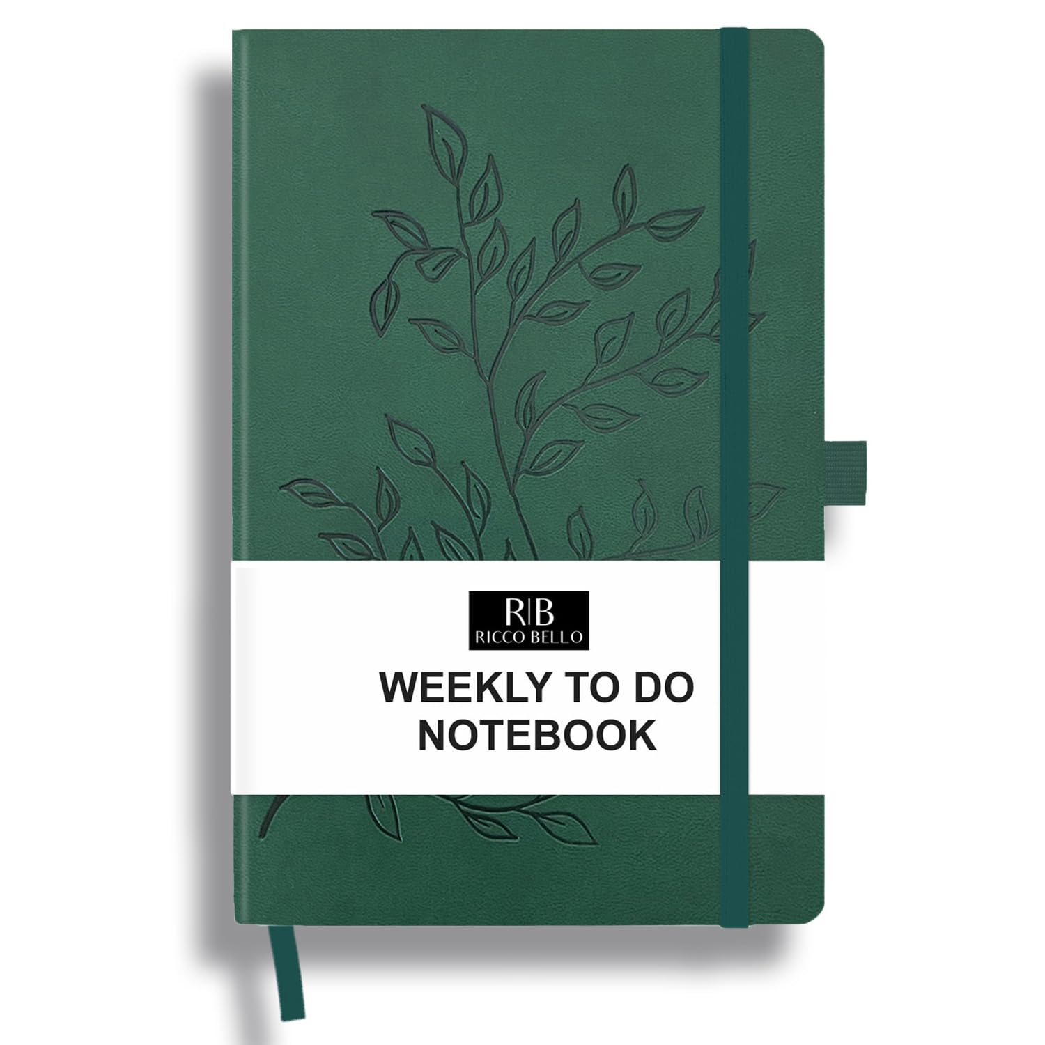 RICCO BELLO Undated Weekly Planner To Do Notebook | Faux Leather Hardcover, for Work, School, Home with Pen Holder, Bookmark, Band Closure, Storage