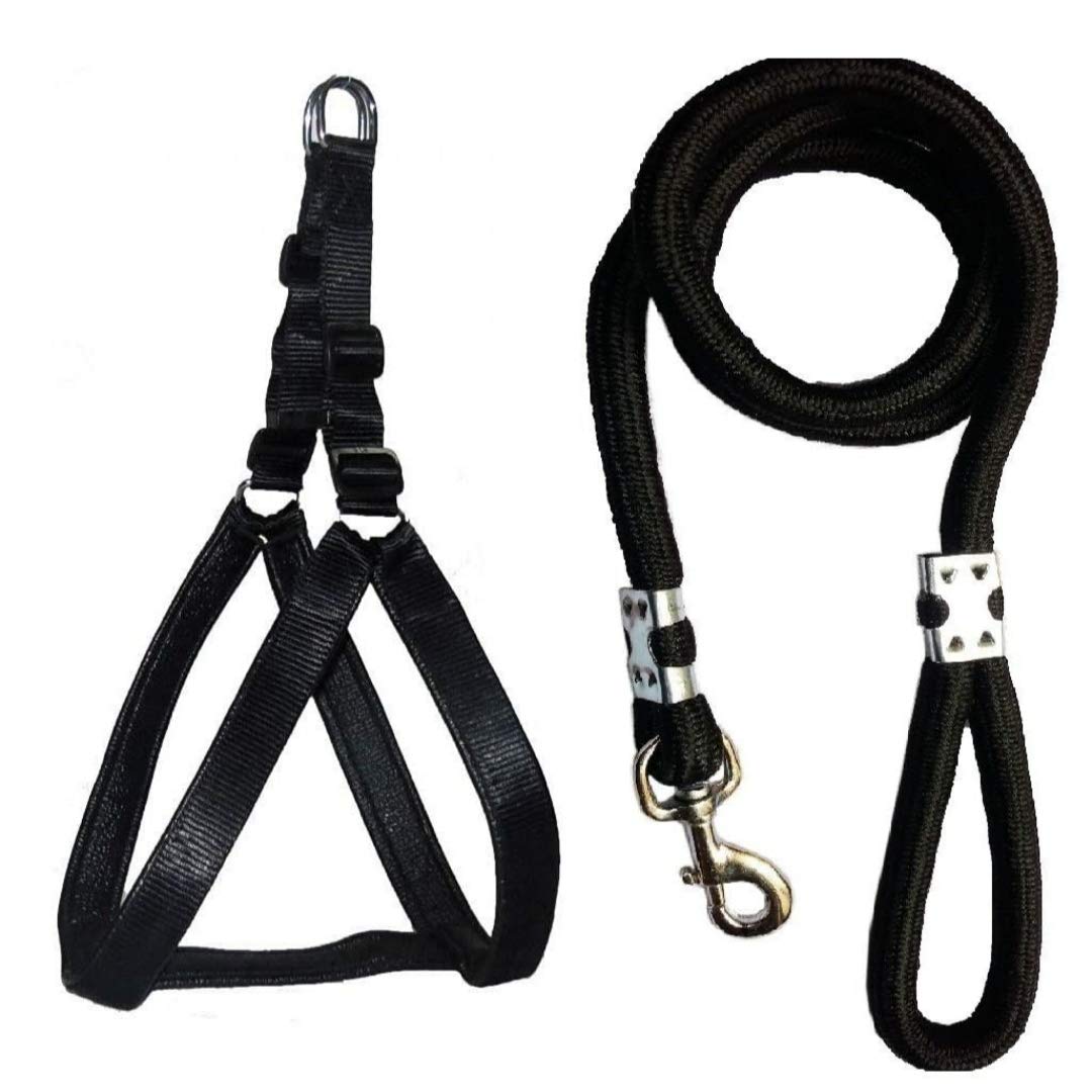 MS Petcare Nylon Padded Adjustable Dog Harness 1.25 Inch Large and Rope Leash 18 MM for Large Dogs (Black Color) (B08G2P8KTQ) Amazon Price History, Amazon Price Tracker