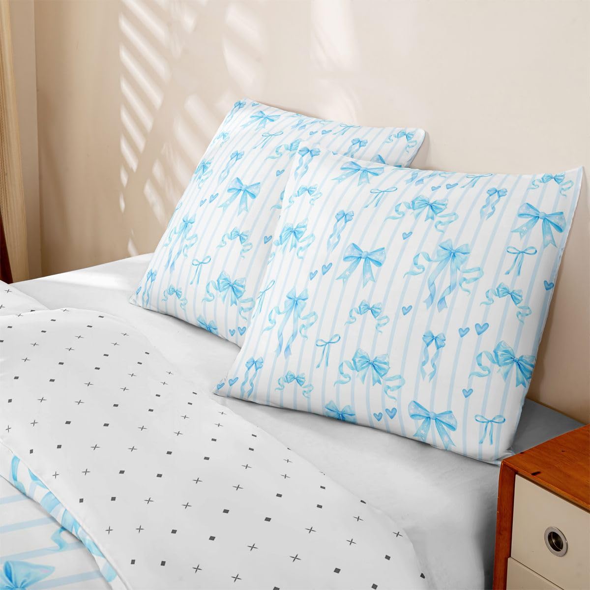 Homewish Süße Blaue Schleife Schleifchen Bettwäsche 155x220 4teilig