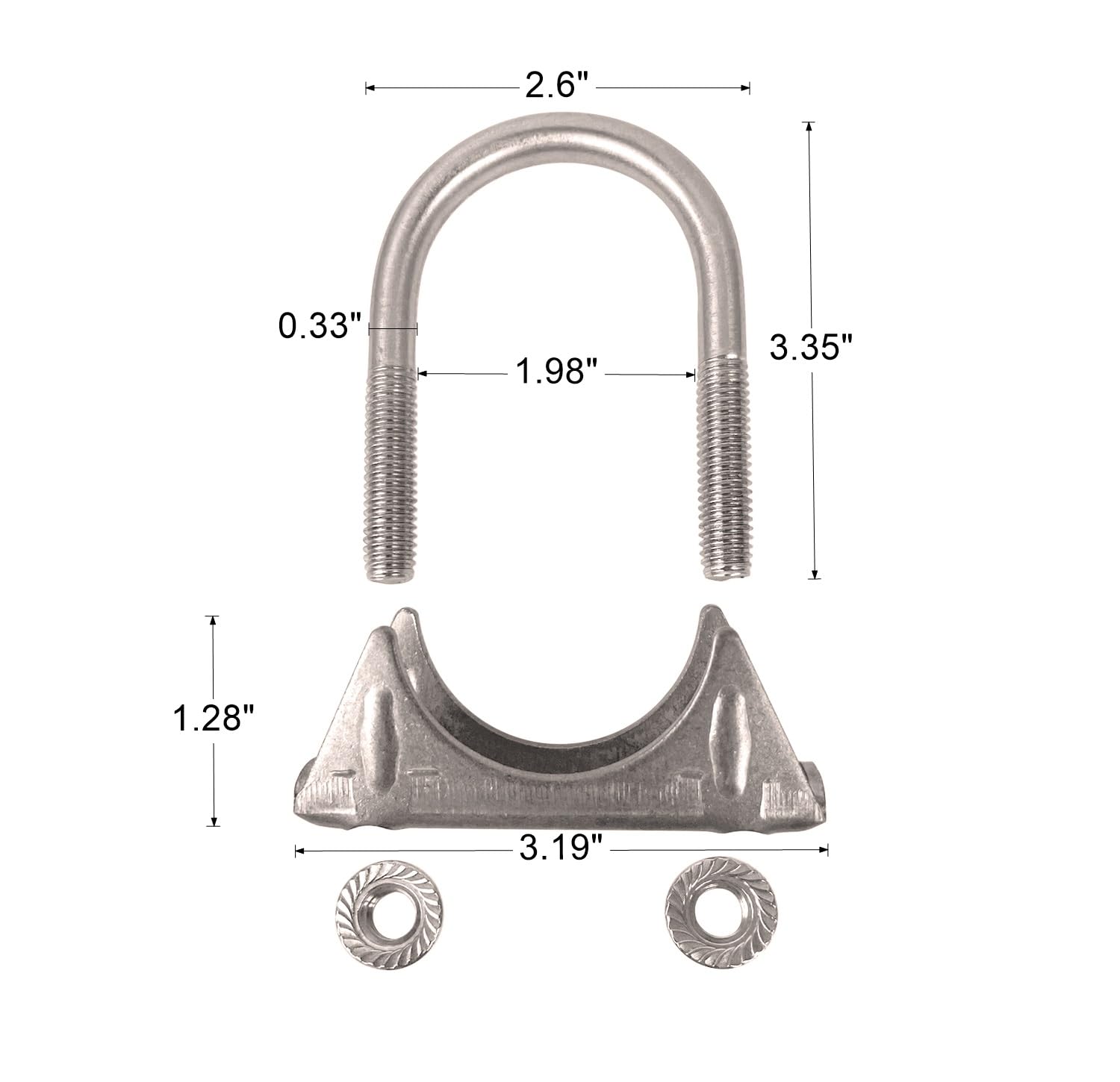 Heavy Duty Stainless Exhaust U Bolt Clamps -6 Heavy Duty Stainless Exhaust U Bolt Clamps -6