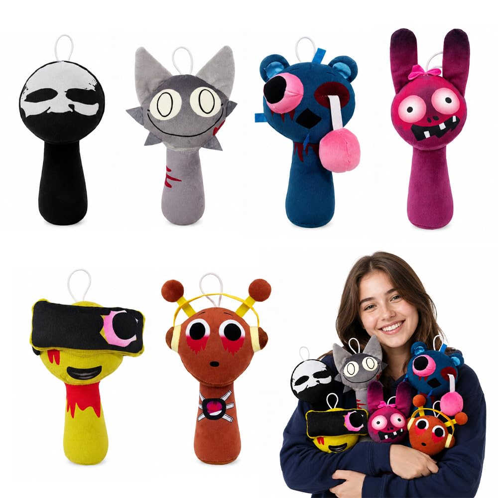 Wxeadu 6 Pcs Stick Plush for Adult Fans, 7.8" Plush Figures for Games Fans