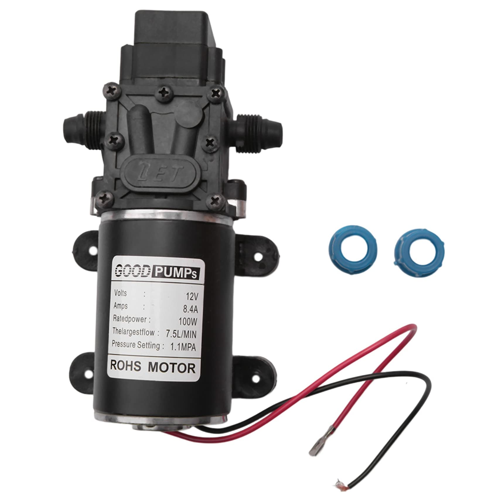 rirue 12V 100W High Pressure Self Priming Water Pump 160Psi 8Lpm Caravan Camping Boat
