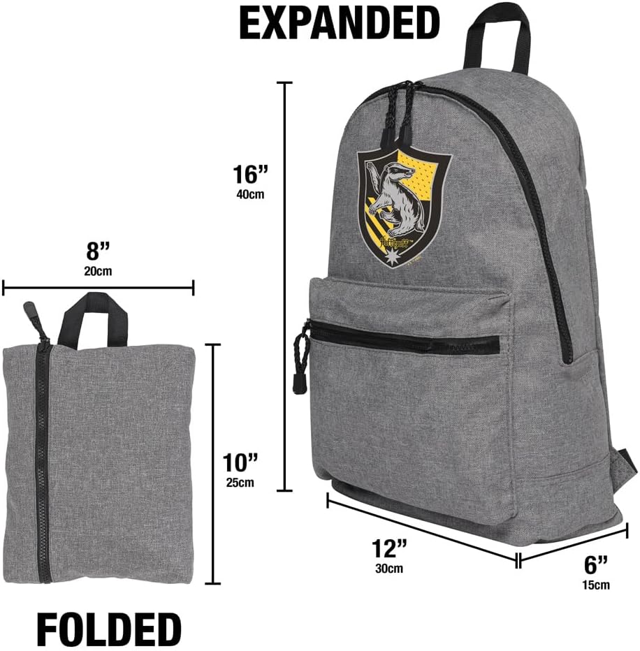 LOGOVISION Harry Potter Hufflepuff Plaid Sigil Lightweight Backpack for Work School Daily Use Packable for Travel - Image 4
