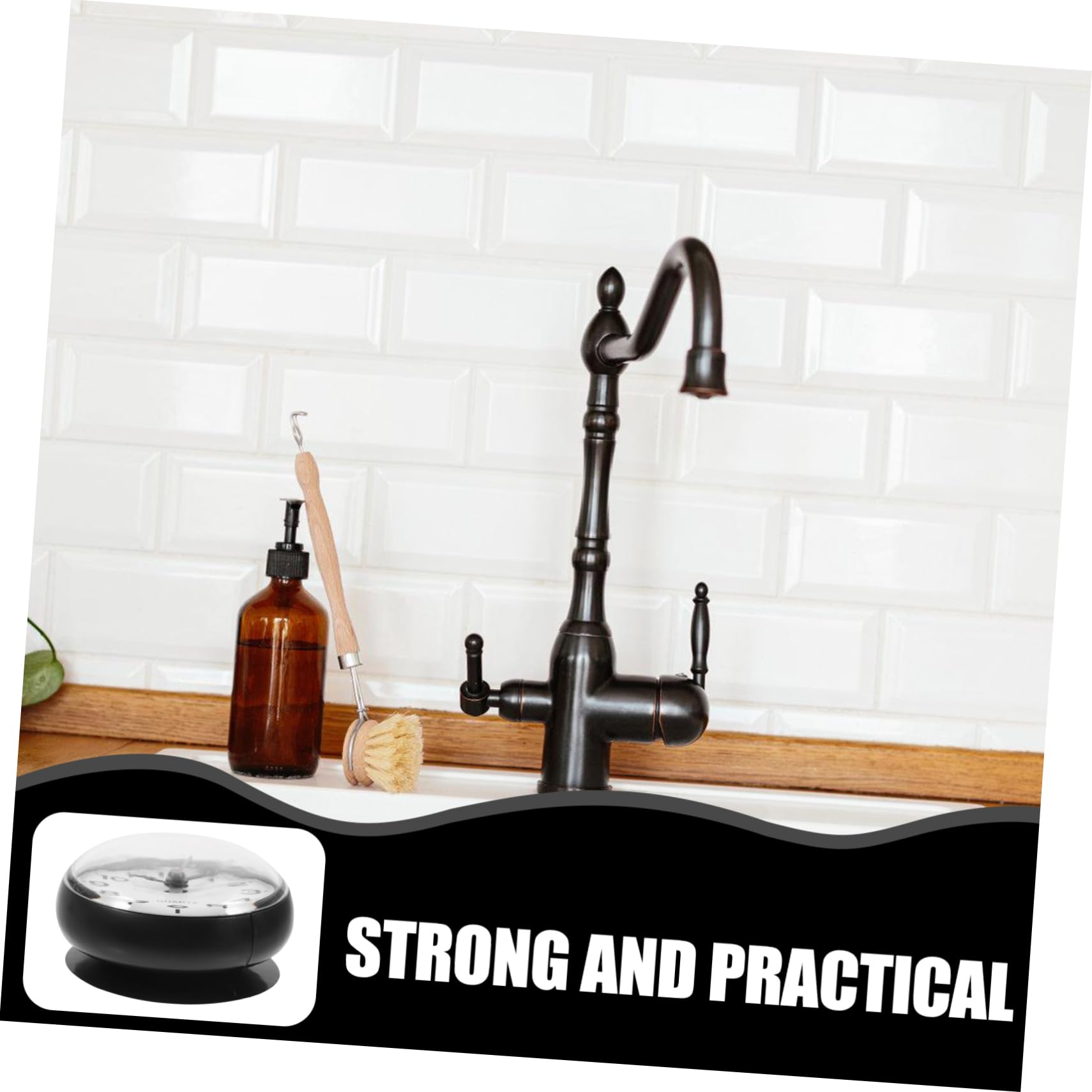 Cabilock Bathroom Wall Clock Waterproof Digital Shower Suction Cup Small Decorative Wall Ornament