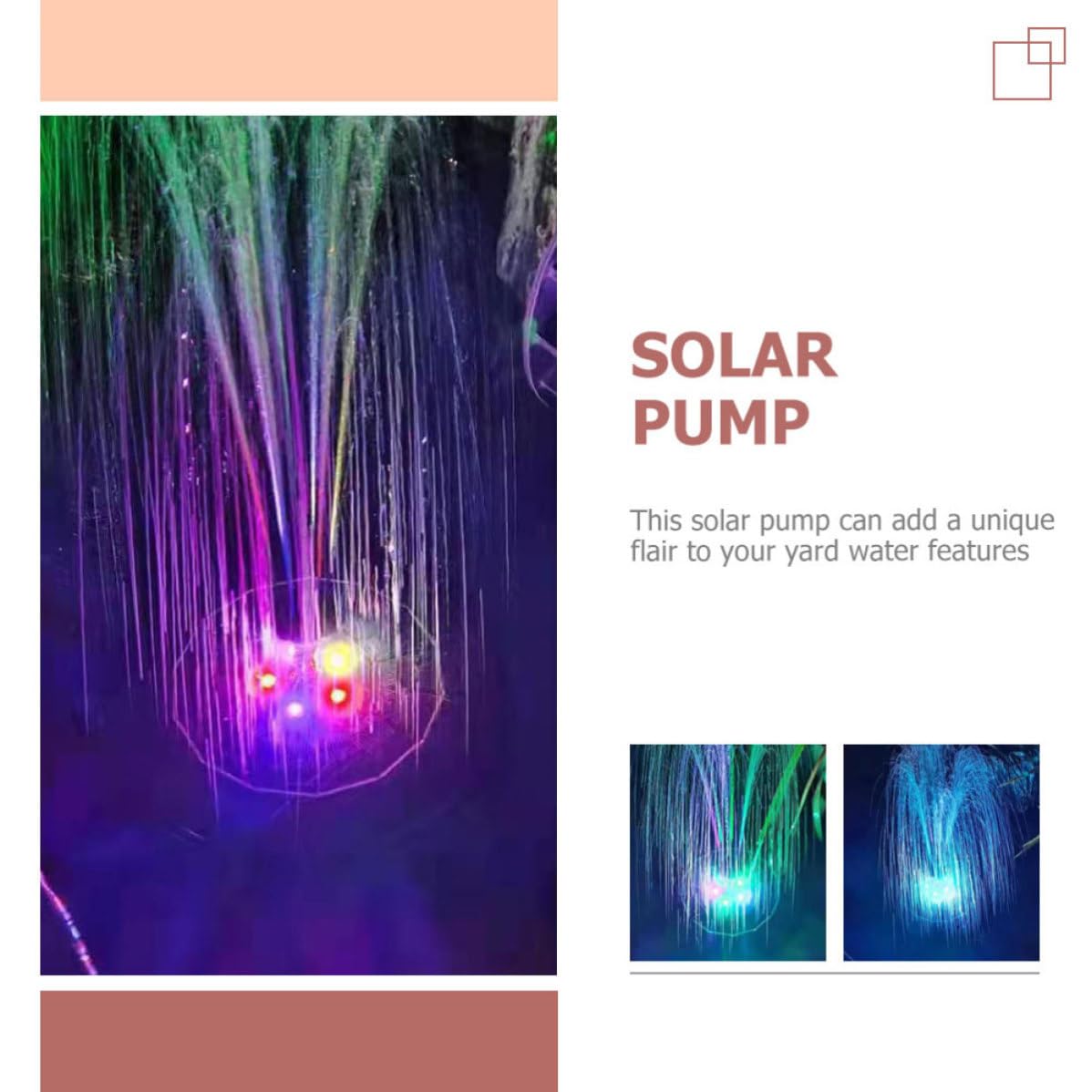 Pompa Solare per Fontana Led, Batteria 1800mah, Nero
