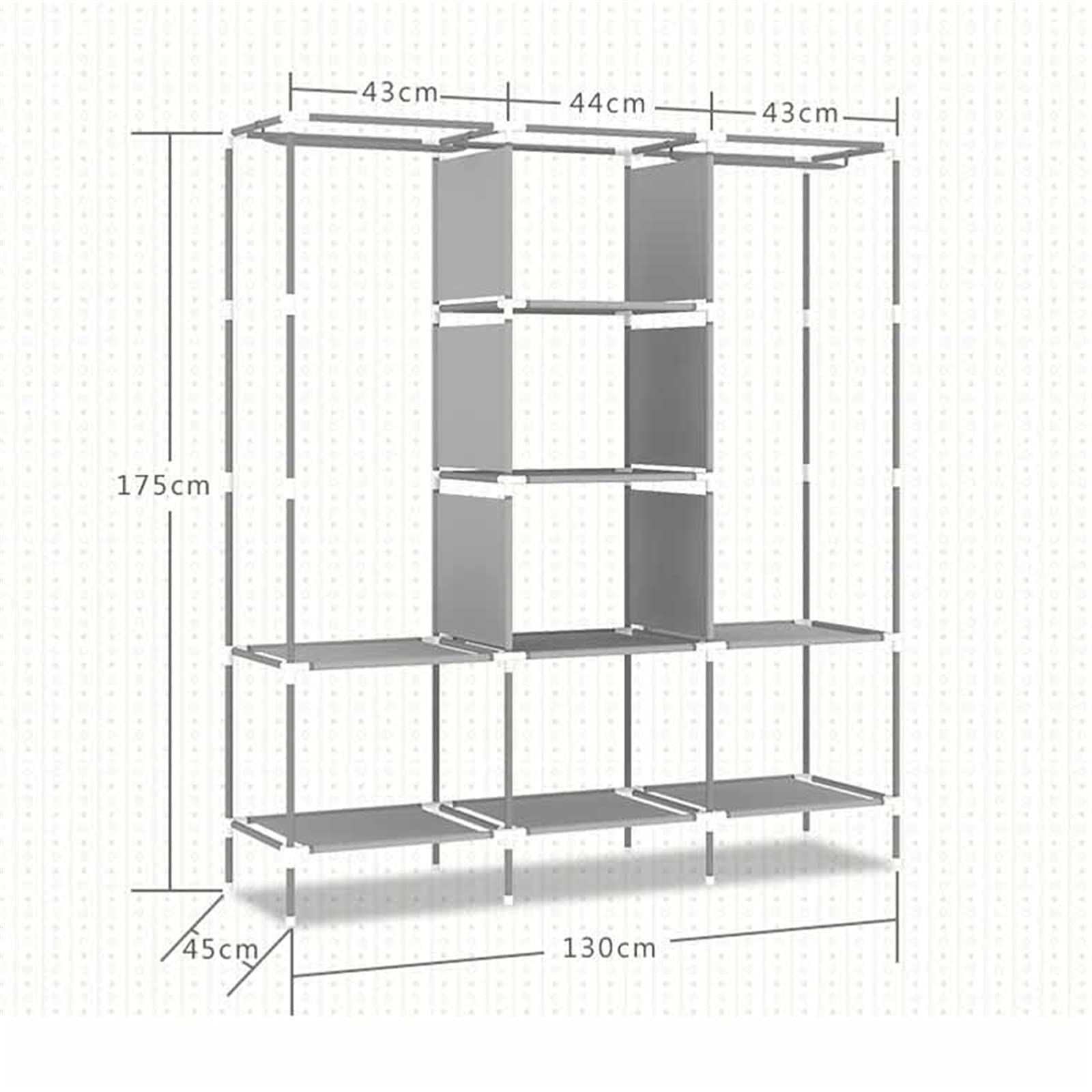 Guardaroba Semplice, Armadio Aperto Organizzatore di Stoccaggio Tessuto Oxford Armadio Camera da Letto Spogliatoio Stand per Abbigliamento 170 * 130 * 45CM (Dimensioni:170 * 130 *