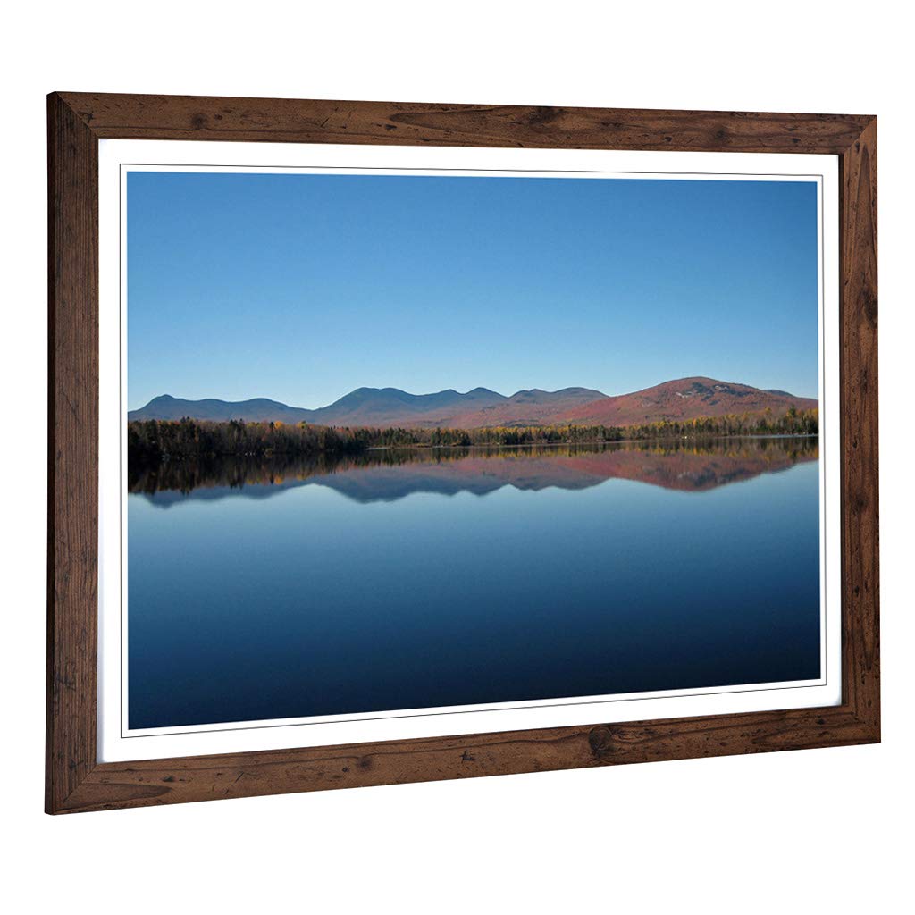 Big Box Art Framed Print of Landscape Jerico Lake New Hamphsire USA Design | Wall Art Picture | Home Decor for Kitchen, Living Room, Bedroom, Hallway, Walnut, A2 / 24.5x18 Inch / 62x45cm