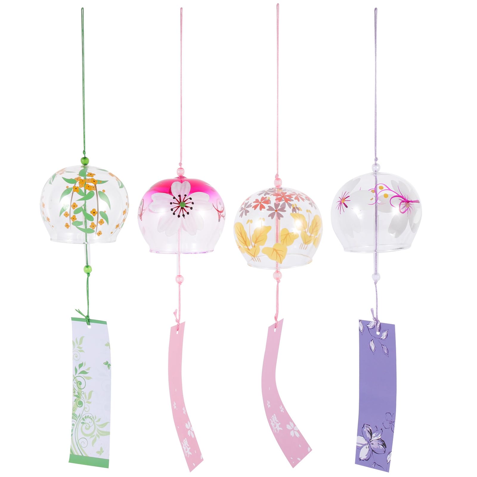 jojofuny Campane a Vento in Vetro 4 Pezzi Decorazioni da Appendere per Balcone e Giardino Design Semplice e Rilassante per Arredamento Casa