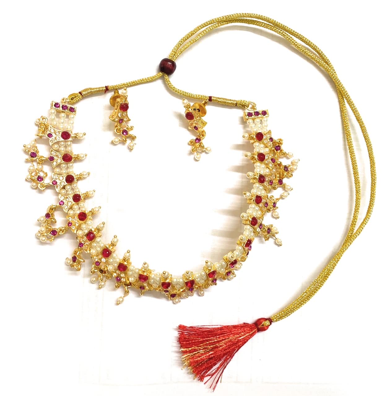 Womens Traditional Maharashtrian Chinchpeti Tanmani Moti Necklace (B0C3Z3XX7L) Amazon Price History, Amazon Price Tracker