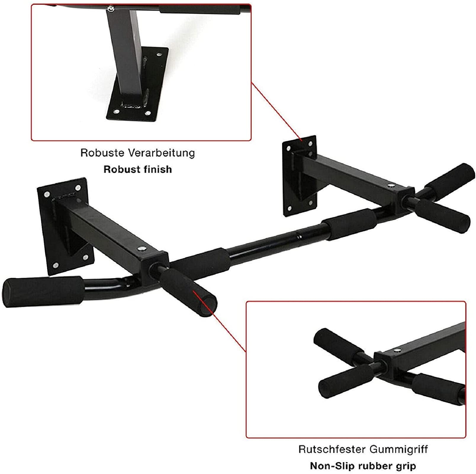 Trintion Klimmzugstange Türrahmen Wand Pull Up Bar Wandmontage Trainingsgeräte Freistehend Türstange Dip Station für Zuhause Home Gym Belastbarkeit bis 300 bl