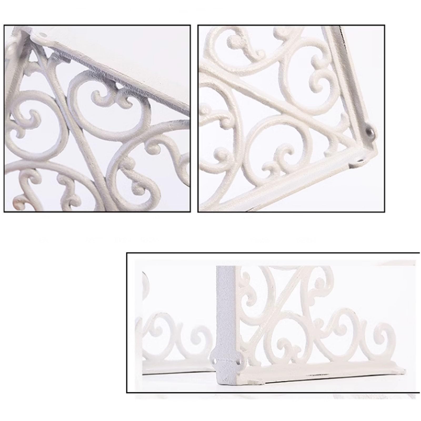 Par de Soportes de Estantería de Hierro Fundido,Soportes para Estantes Rústico,Escuadras Estantería Envejecidas,Soportes para Estantes Pesados de Pared,con Tornillos,Blanco (18cm)